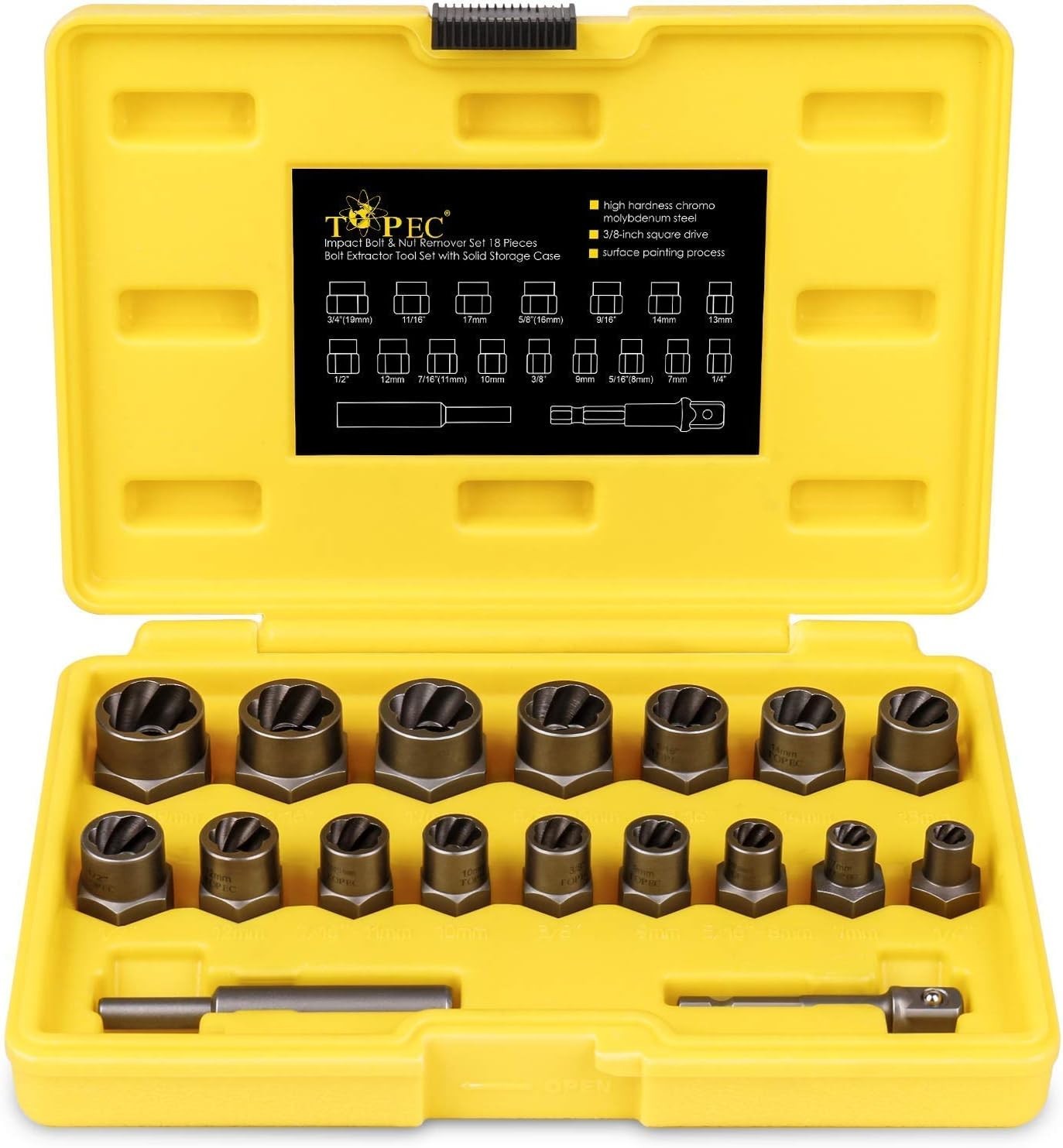 Stripped Bolt Extractor Kit 18pcs – Metallic Gray