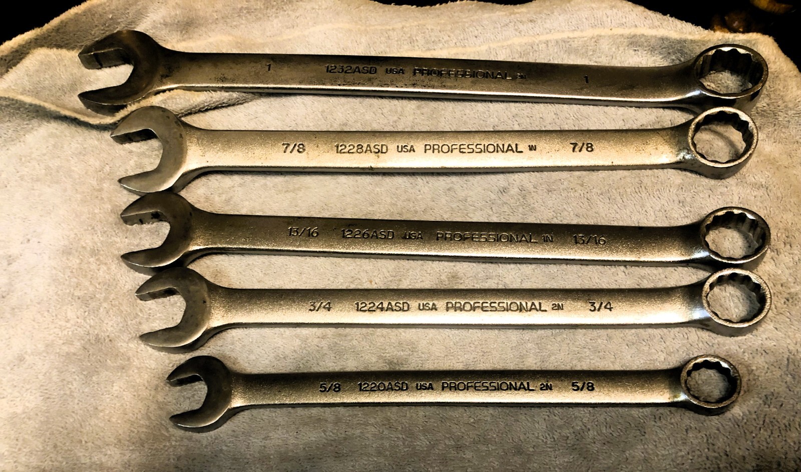 Vintage PROTO Professional Combination Wrench Set of 5 Pcs USA 5/8″-1″