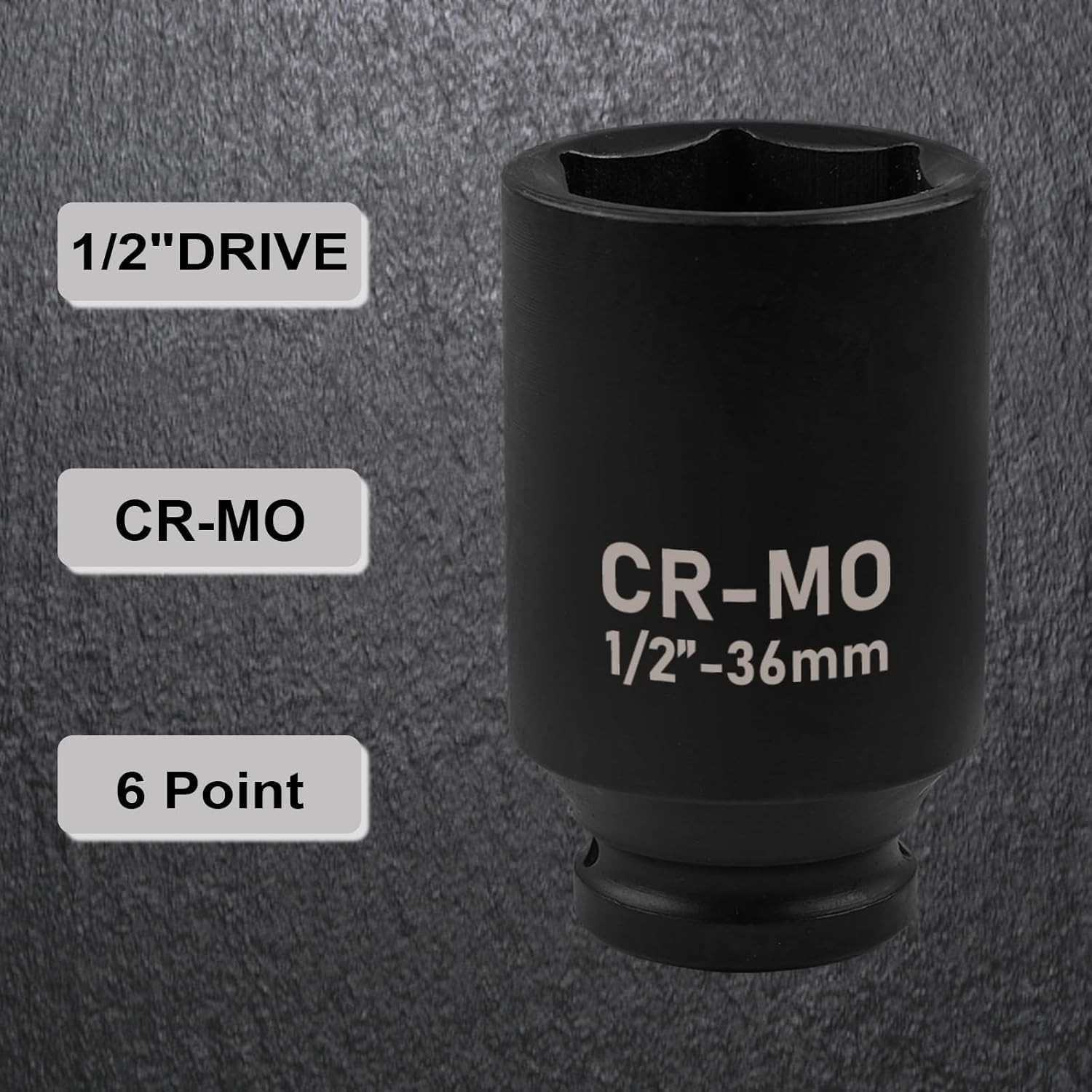 EGOFIX 22mm Socket 1/2″ Drive Deep Impact Metric Socket,CR-MO 22mm,