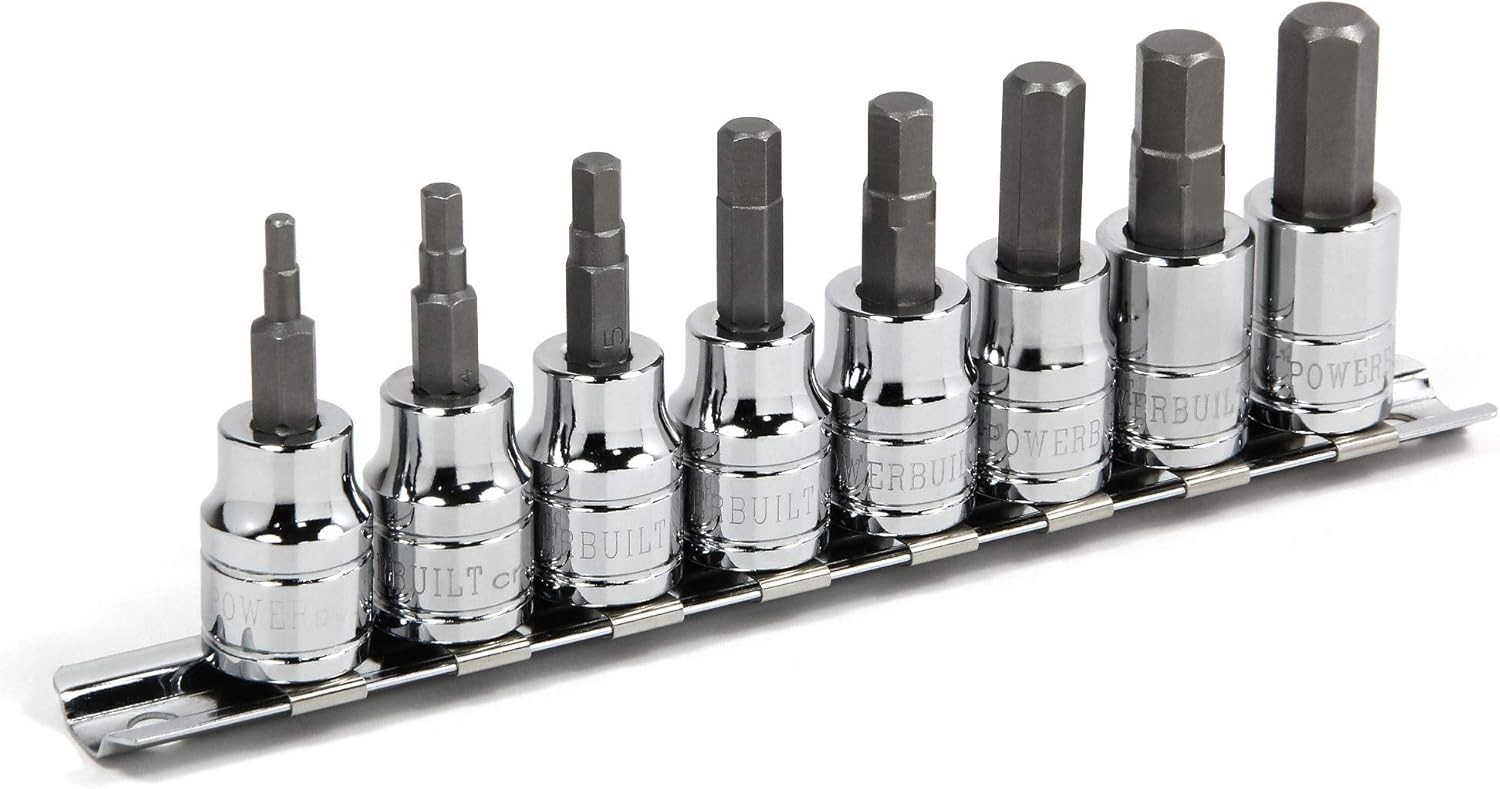 Hex Bit Socket Set, 8 Piece, 3/8 Inch Drive Metric, Sizes 3-10mm, Ball End So…