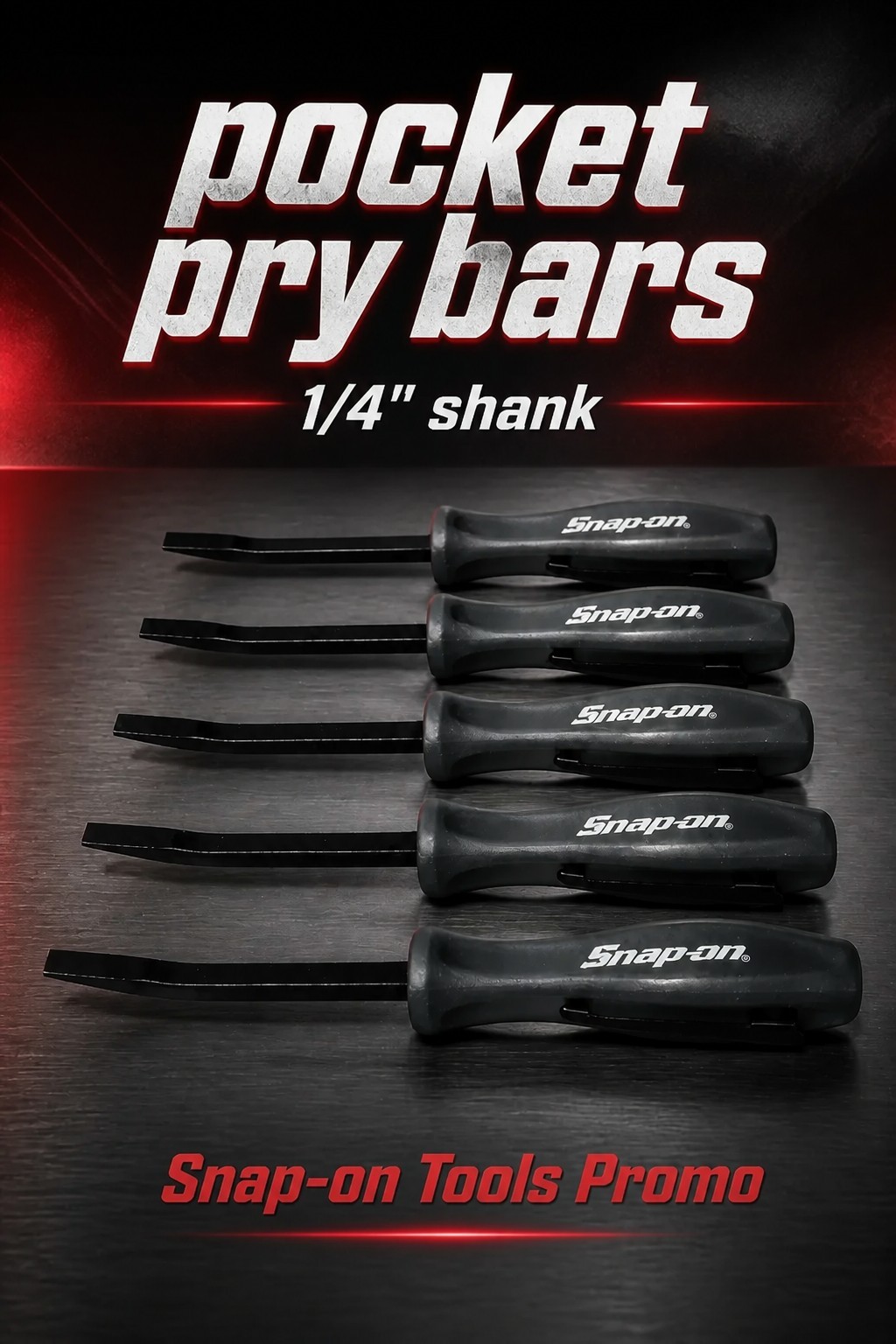5X Dark Titanium Promo SE For Snap on tools 1/4″ Shank Angled PRY BARS + GIFT !!