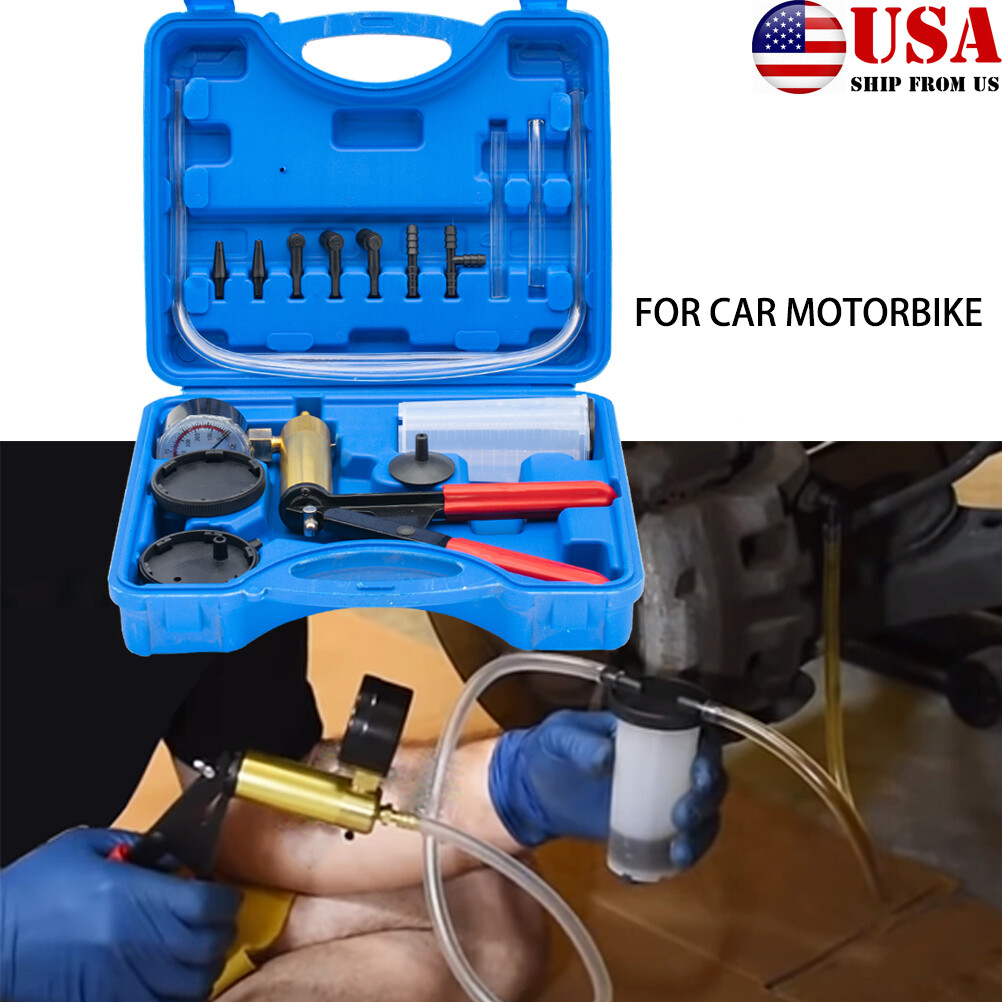 Hand Held Vacuum Pressure Pump Tester Set Brake Fluid Bleeder Bleeding Tools NEW