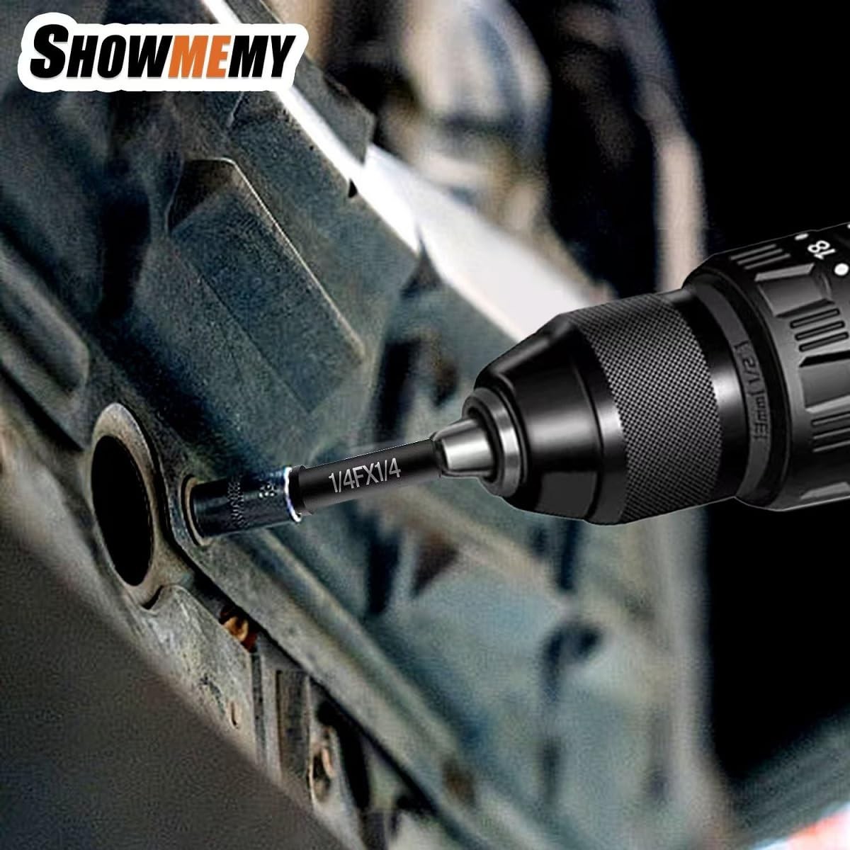 3-Pc Impact Swivel Socket Set with Adapters, Wobble Socket, Cr-Mo Steel, 1/4″-1/