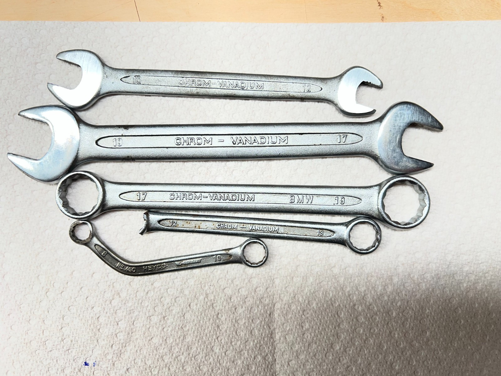 Heyco Wrenches 17/19 open ended box ended 8/10/13mm Lot of 5
