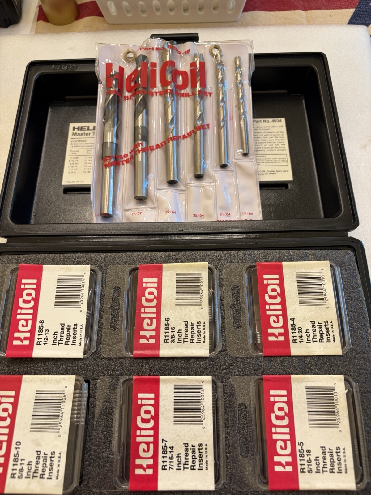 HELICOIL 4934 MASTER THREAD REPAIR KIT UNC BRAND NEW 1/4-5/16-3/8-7/16-1/2-5/8