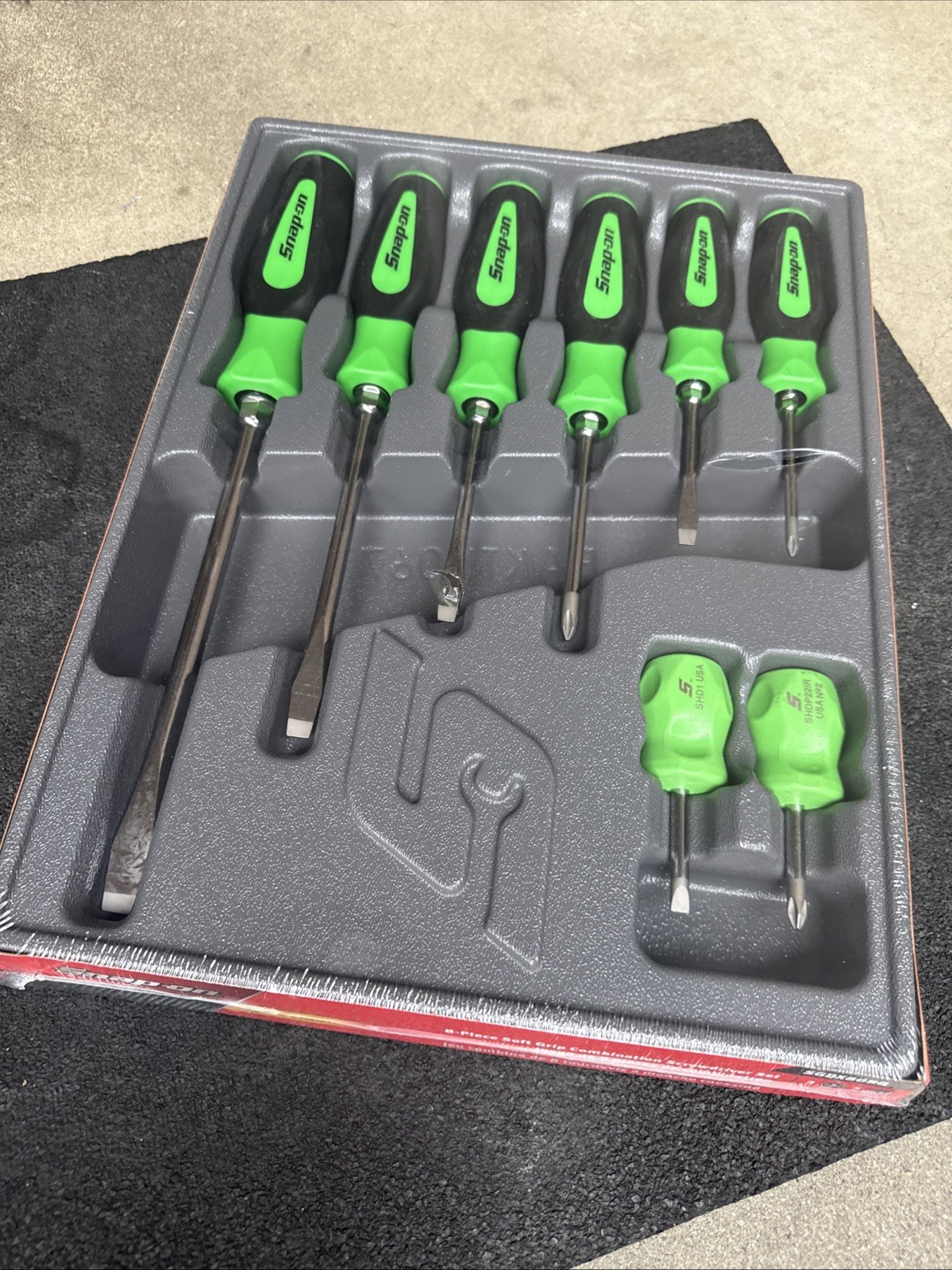 ForSnap On Green Tools Screwdriver Set 8 Pc.Combination Soft Instinct Handle New