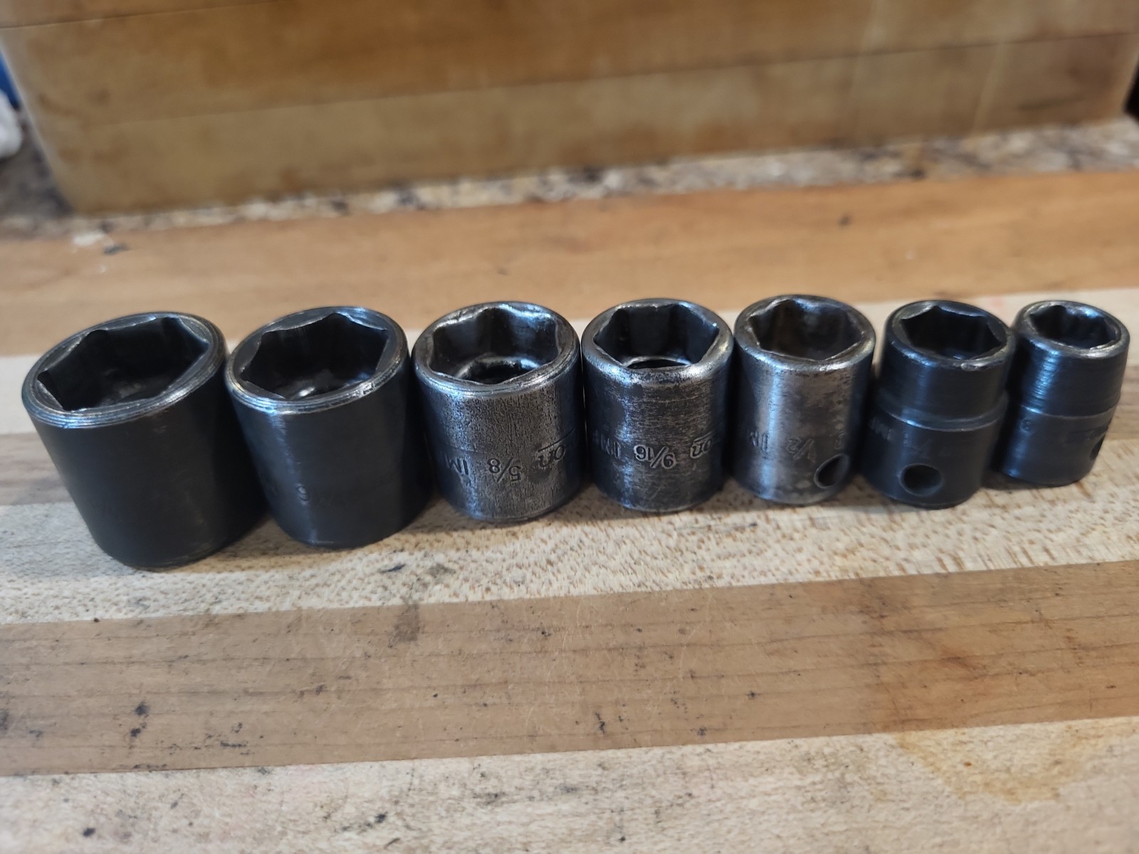Snap On 207IMF 3/8″ Dr. 7 Pc. SAE Shallow 6 Pt. Impact Socket Set 3/8″-3/4″