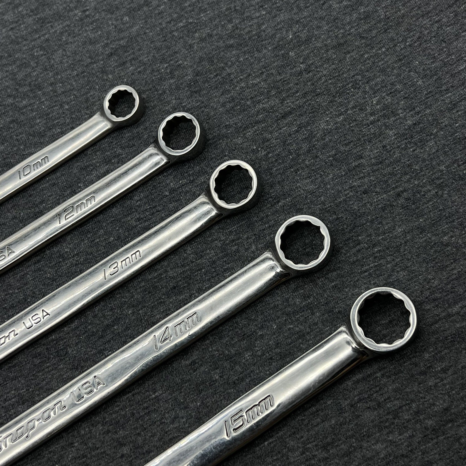 Snap-On 5pc Metric Flank Drive Long Wrench Set 12 Point SOEXLM 10mm-15mm USA