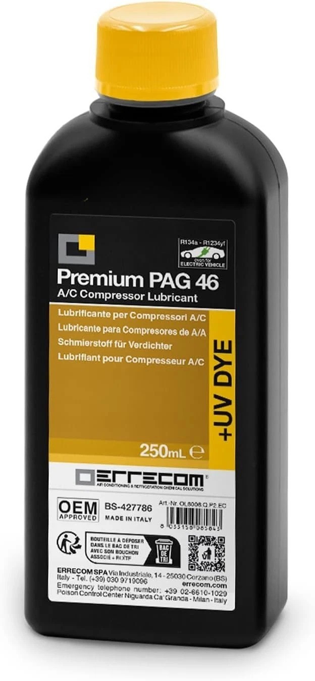 250mL UV Dye PAG 46 A/C Compressor Oil – Prevents Corrosion & Ensures Efficiency