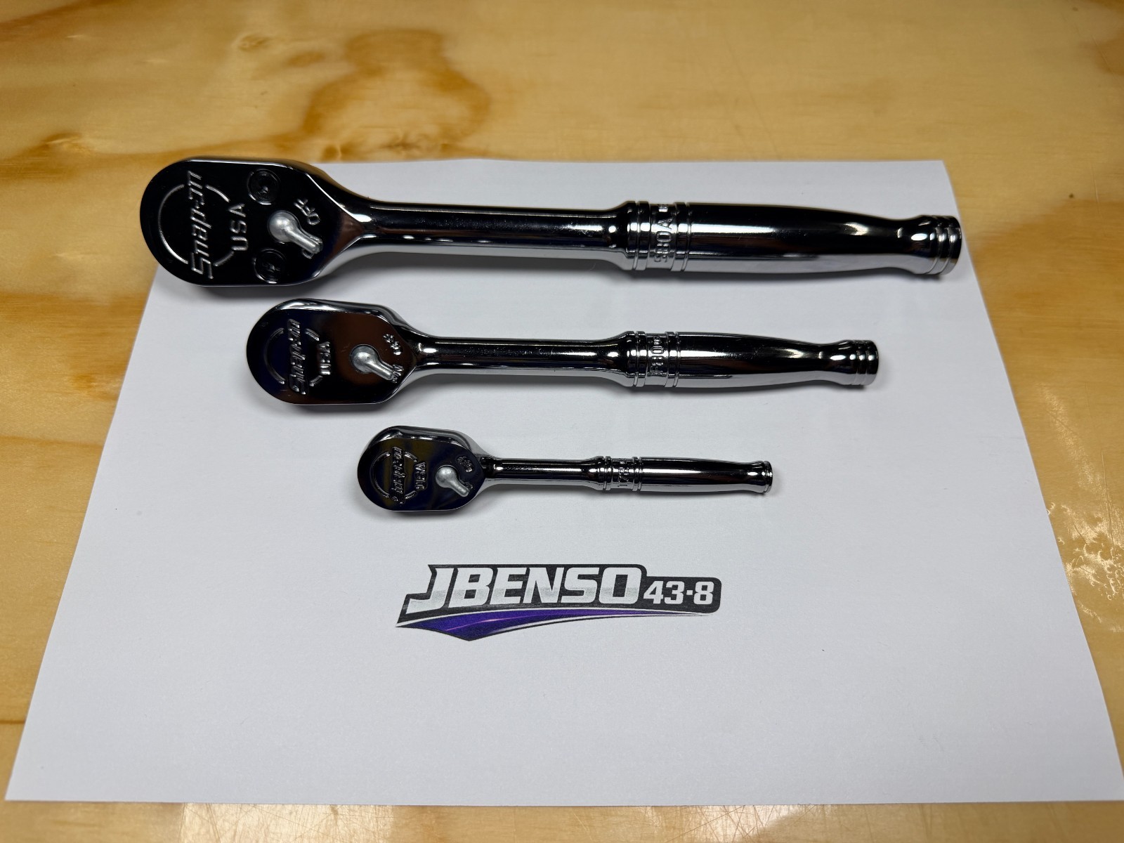 Snap-on Tools NEW 3pc Mix Drive Chrome Fixed Head Ratchet Set T72 F80 S80A RAT80