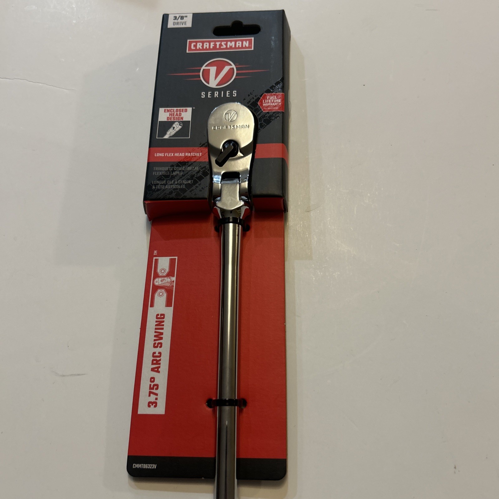 NEW Craftsman V-Series 3/8” Drive 96T Long Handle Flex Head Ratchet CMMT86323V V