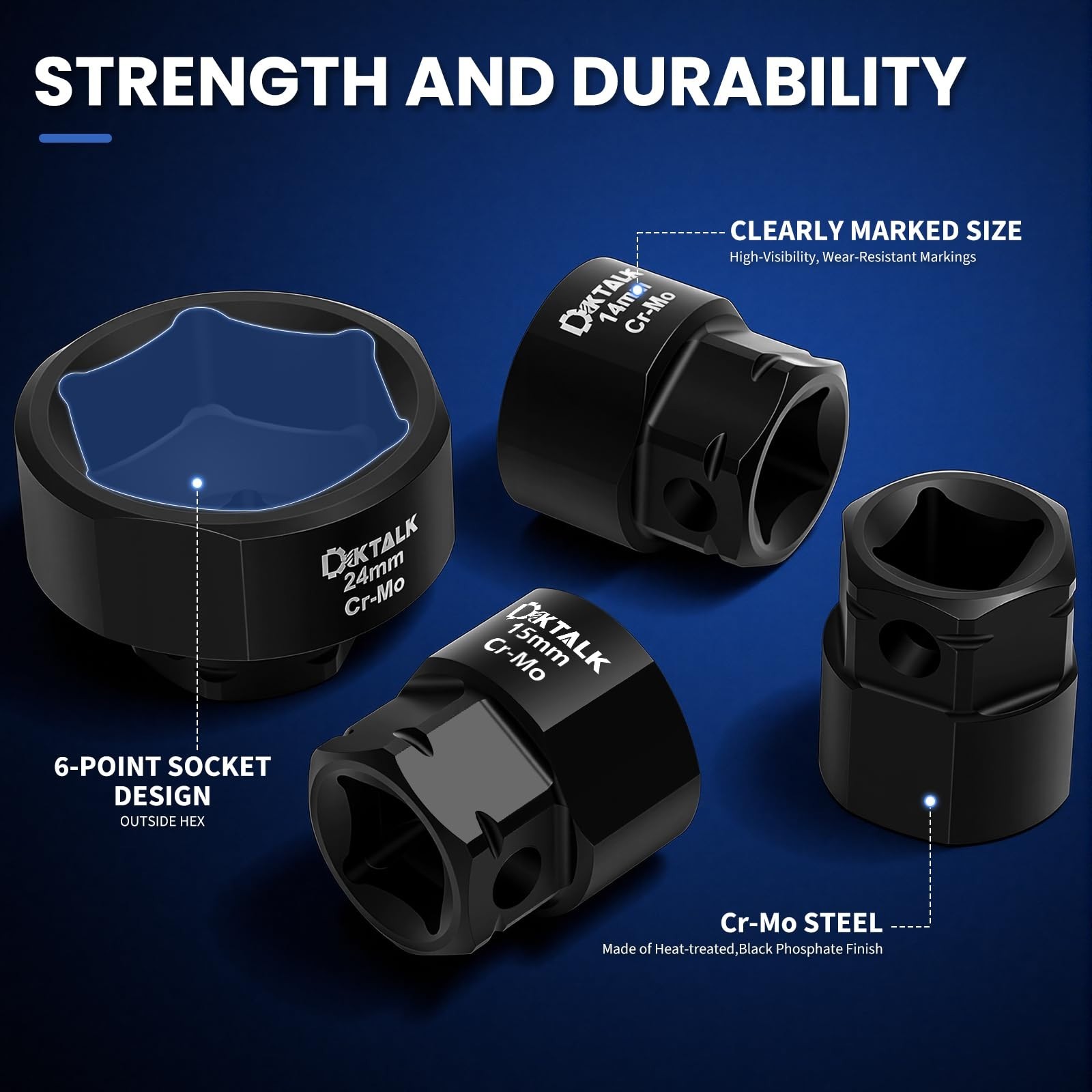 19-Piece Metric Stubby Impact Socket Set, 3/8″ Drive, Low Profile, 6mm-24mm, Cr-