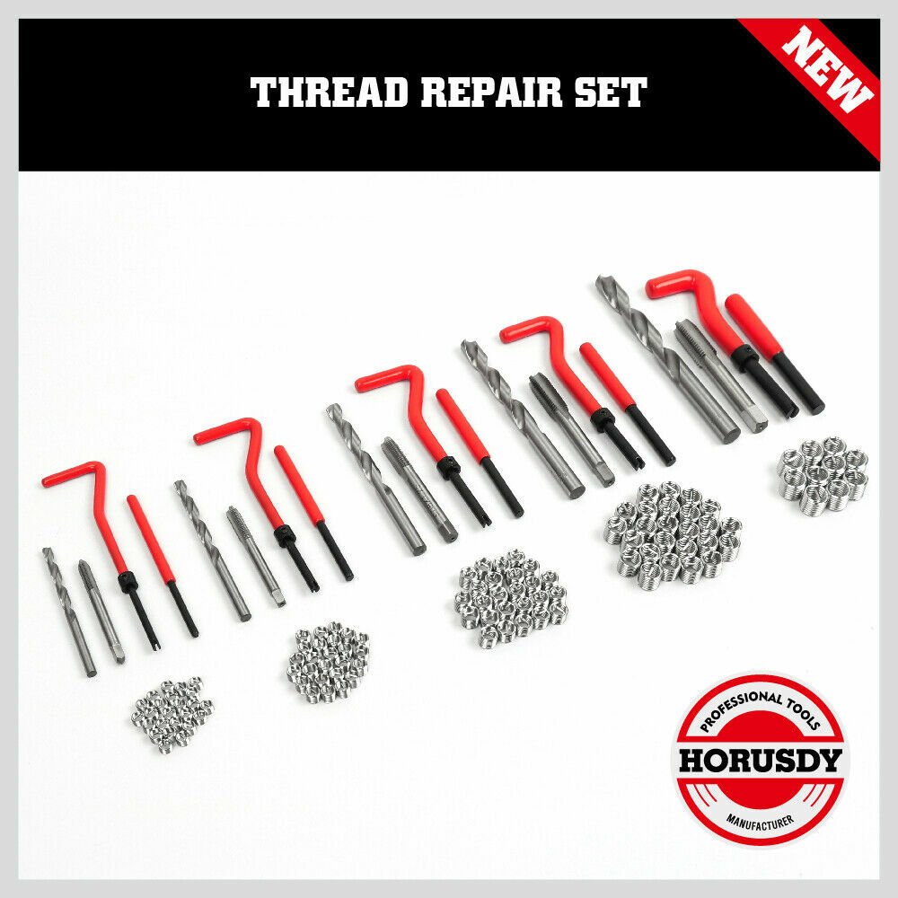 131Pc Thread Repair Kit HSS Drill Helicoil Repair Kit SAE Metric Inch&MM W/Case
