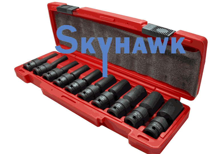 10 Pc 1/2″ Drive SAE Universal Swivel Deep Impact Socket Set PRO Radius Set
