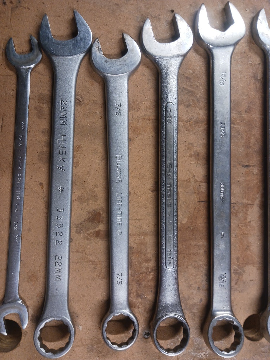Lot of 6 USA Wrenches, Billings, Bonney, S-K, Husky,& Proto, Used