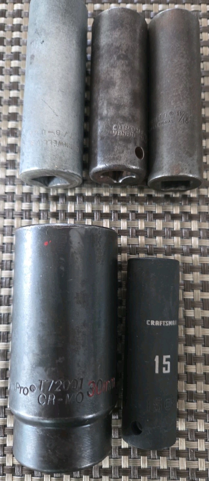 Deep Hub Axle Nut Impact Socket Metric 30mm 6-Pt 1/2″ Drive 15 Craftsman SAE 7/8