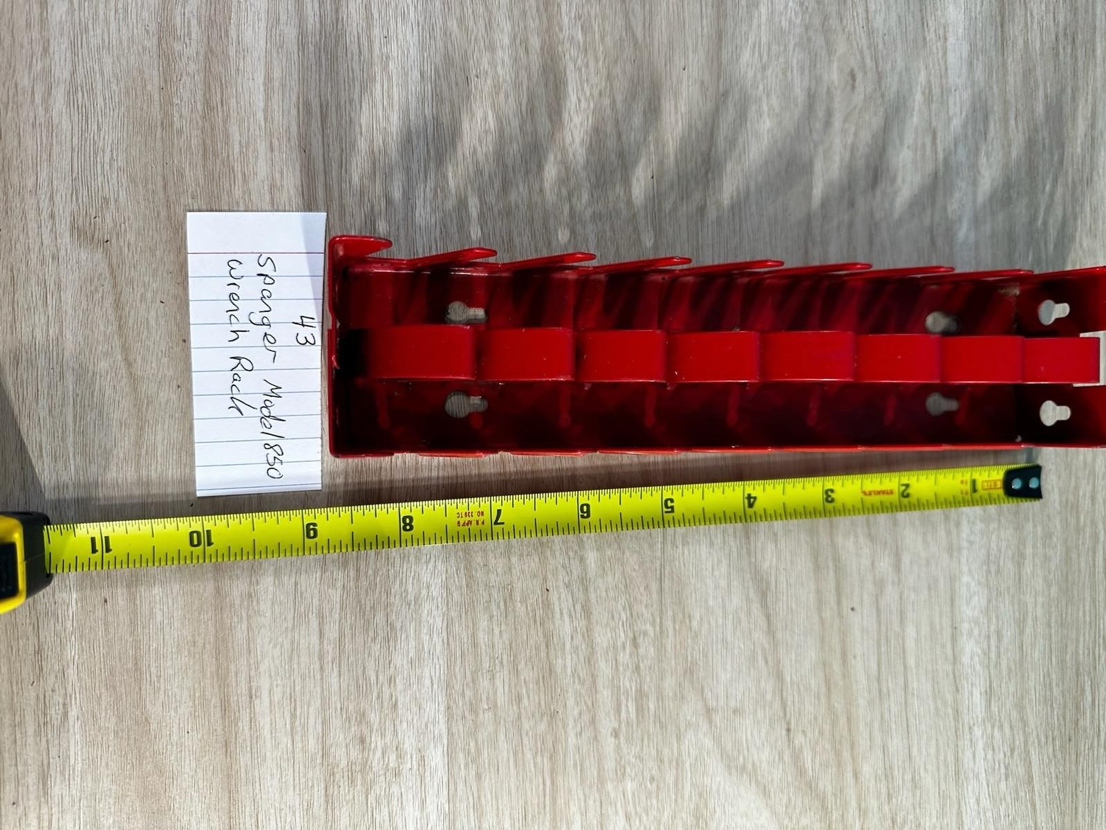 Spanger Model 850 Wrench Rack Only Holds 8 Wrenches Red Metal Wall Mount USA (G)