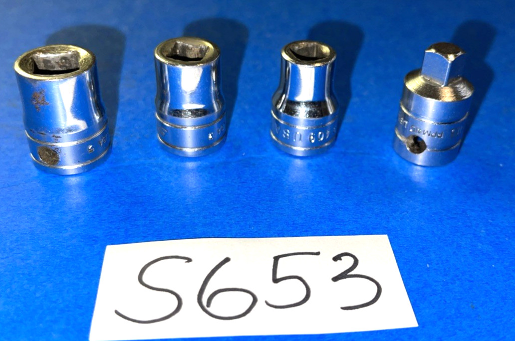 SNAP-ON TOOLS 4 PIECE 3/8 DR. SAE. INTERNAL & EXTERNAL PIPE PLUG SOCKETS
