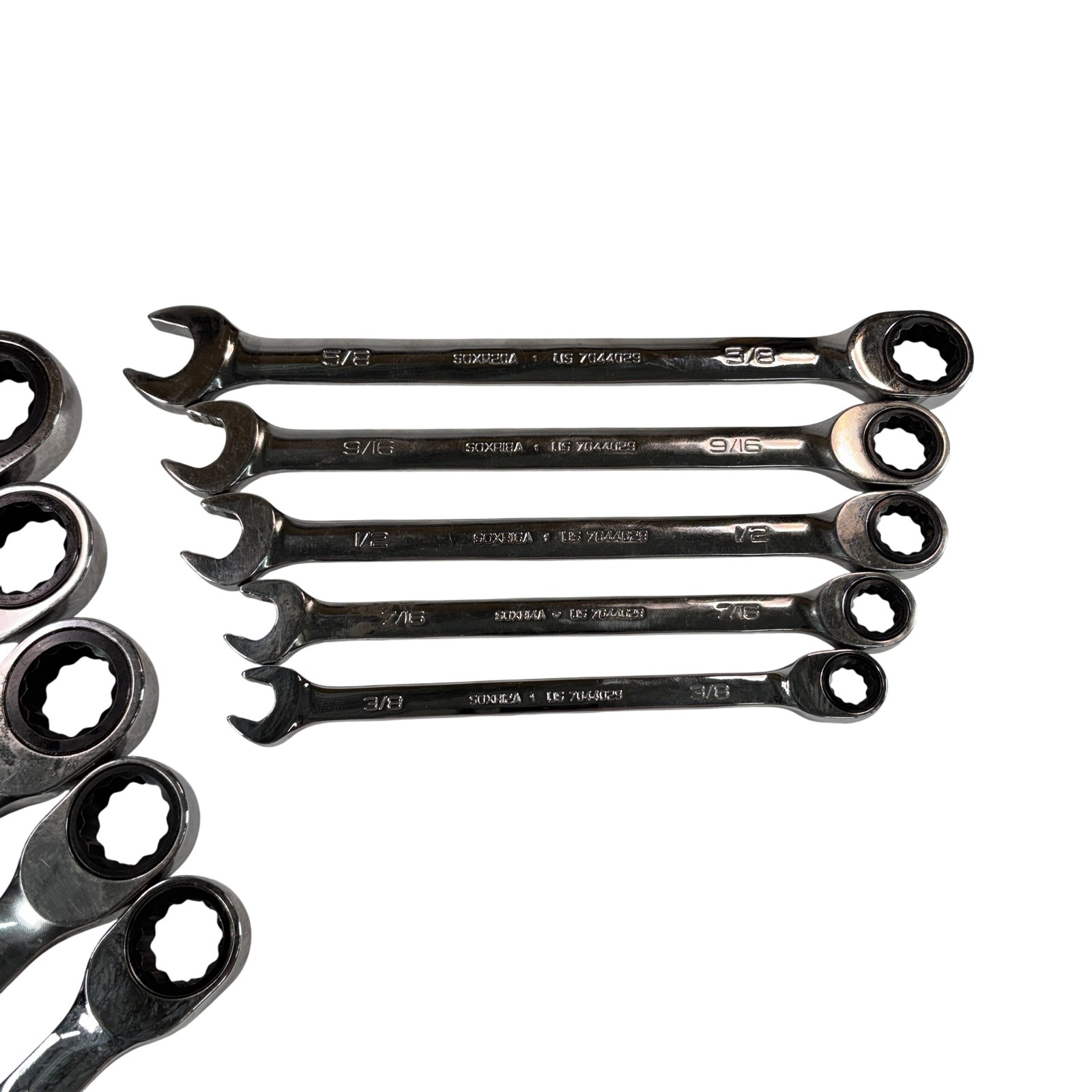 Snap-on Tools 11pc SAE Flank Drive Non-Reversible Ratcheting Combo Wrench Set