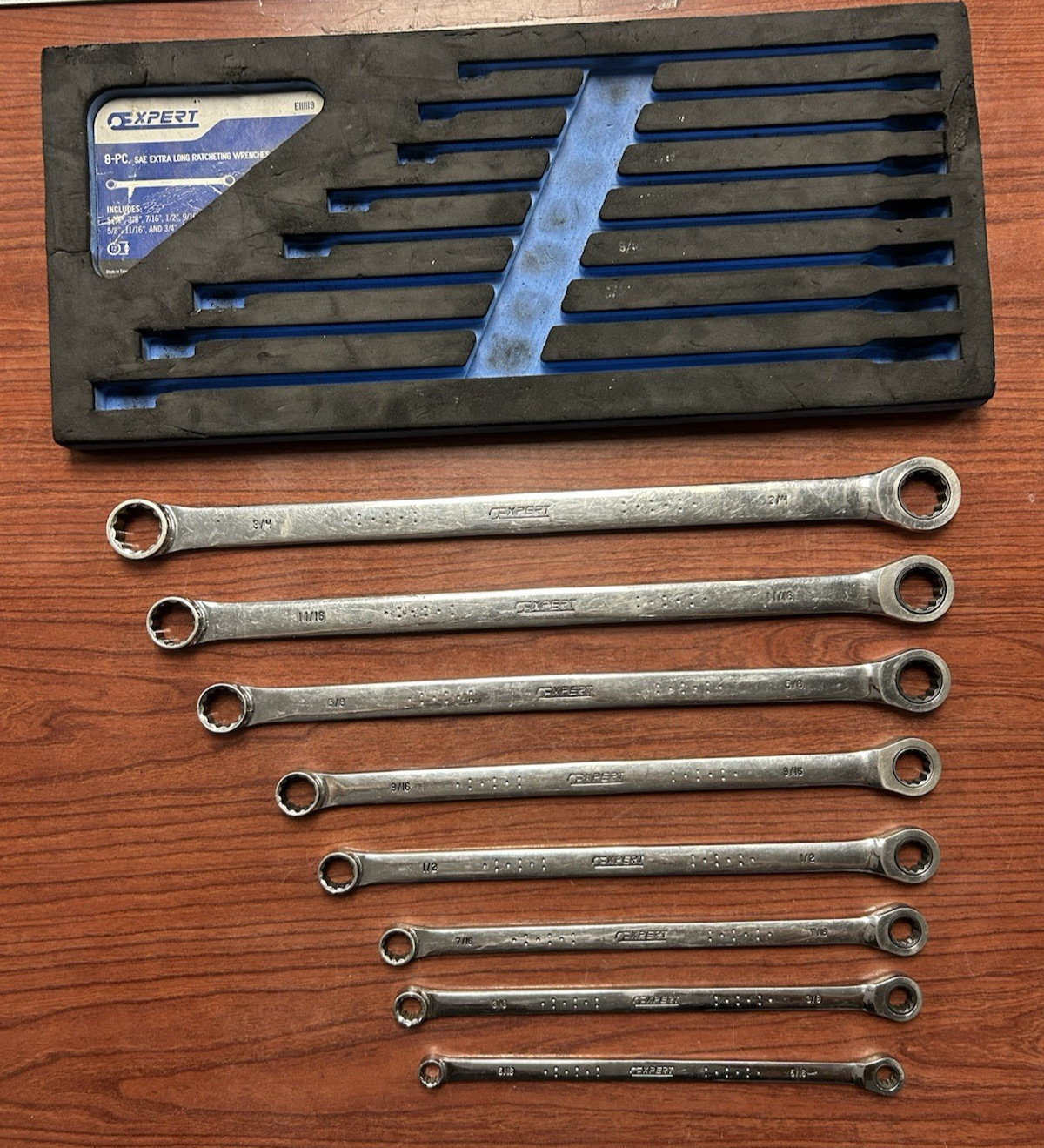 Mac Expert 8Pc SAE XL Extra Long Double Box Ratcheting Wrench Set 5/16″ 3/4″