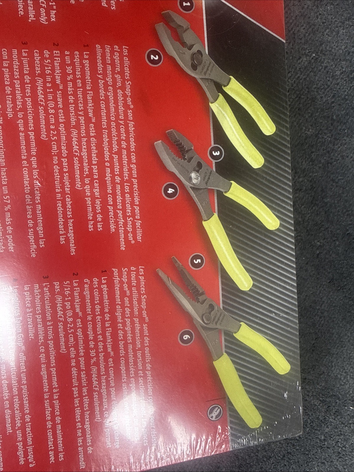 ForSNAP ON TOOLS USA HI-VIZ 3pc Soft Grip Slip Joint Pliers Lot Set PL346ACF HV