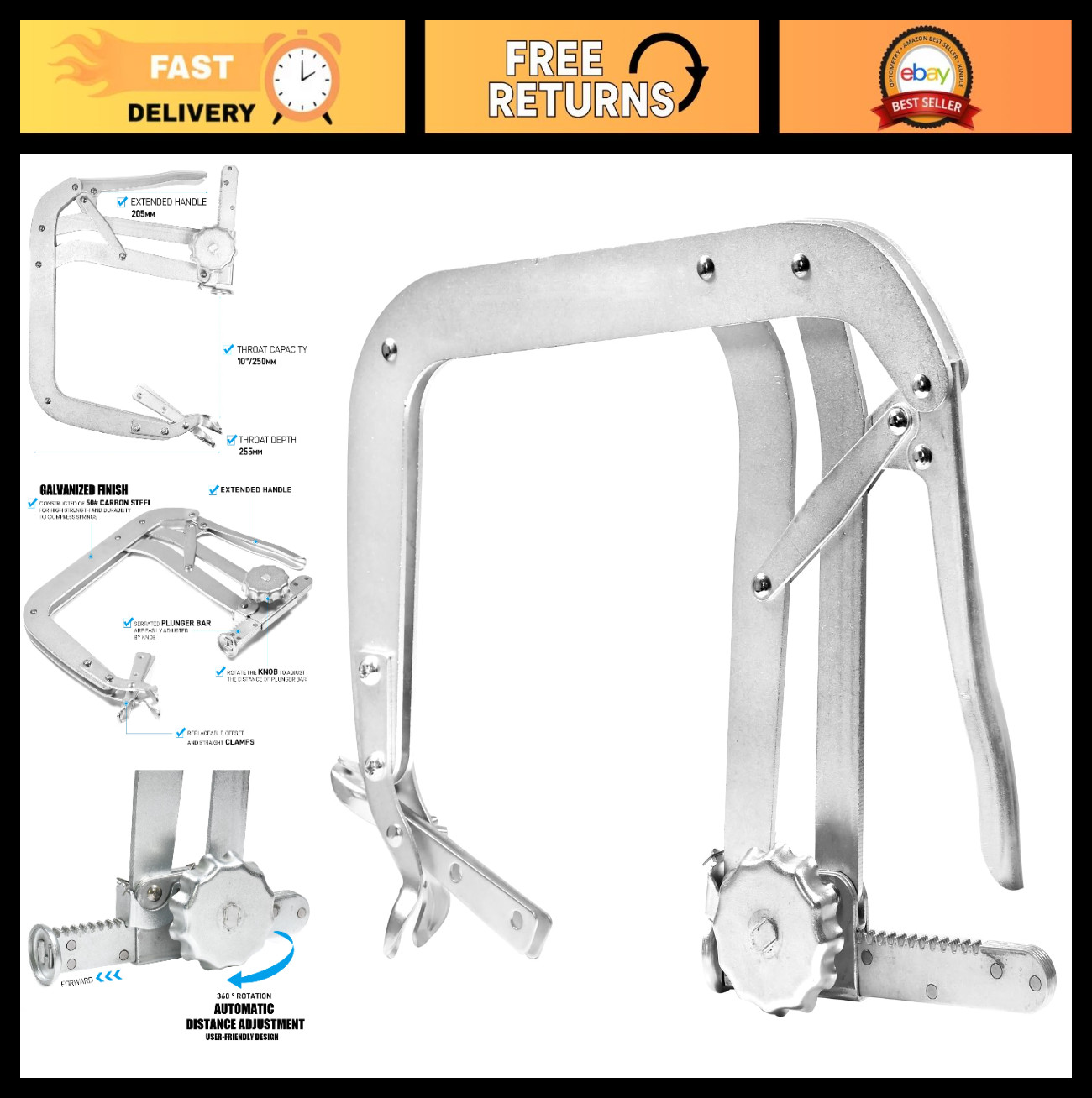Heavy Duty 10″ Valve Spring Compressor Tool – Universal Engine Removal Tool for