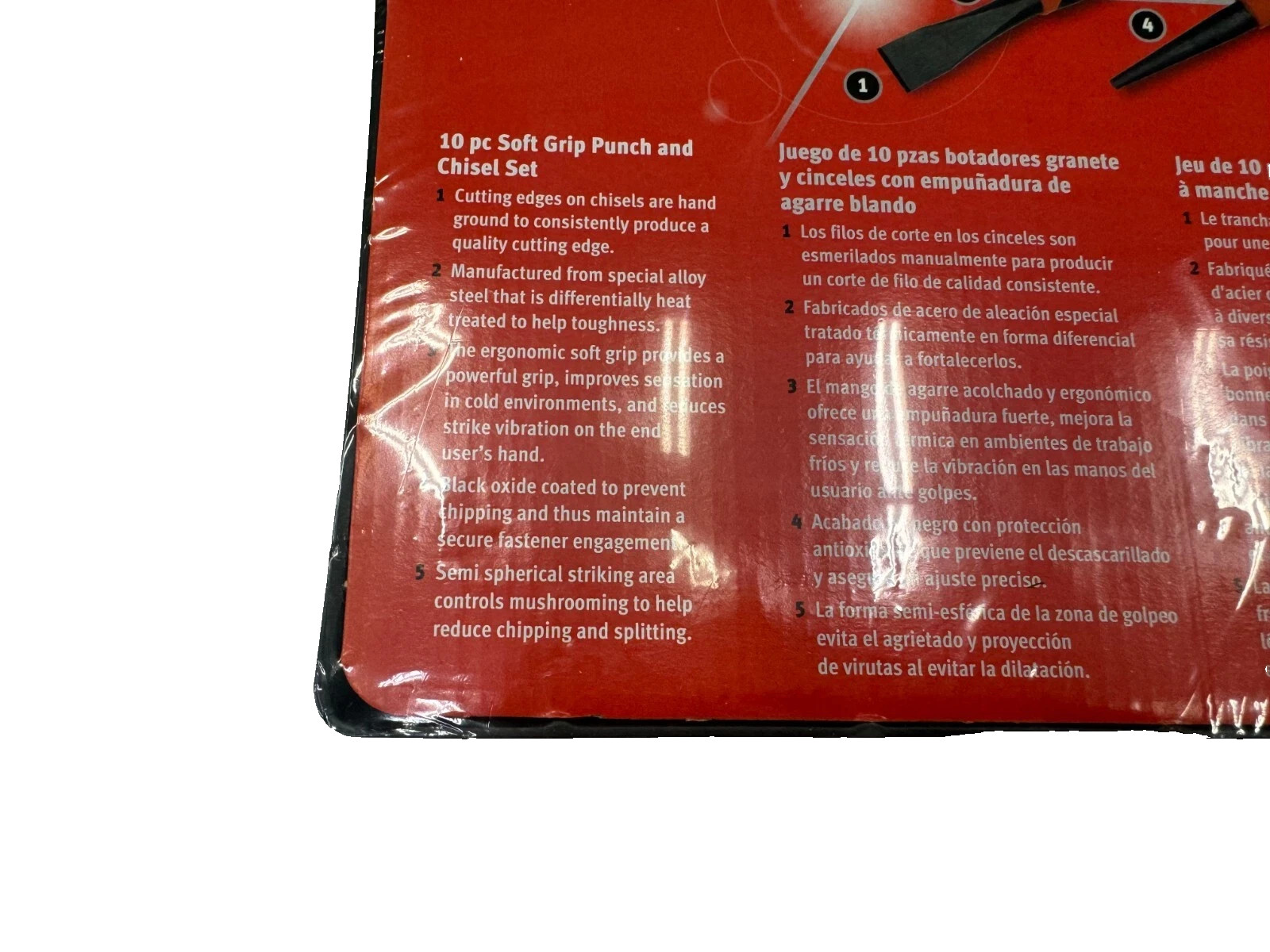 Snap-on Tools RED 10 Piece Soft Grip Punch and Chisel Set PPCSG710R NEW SEALED