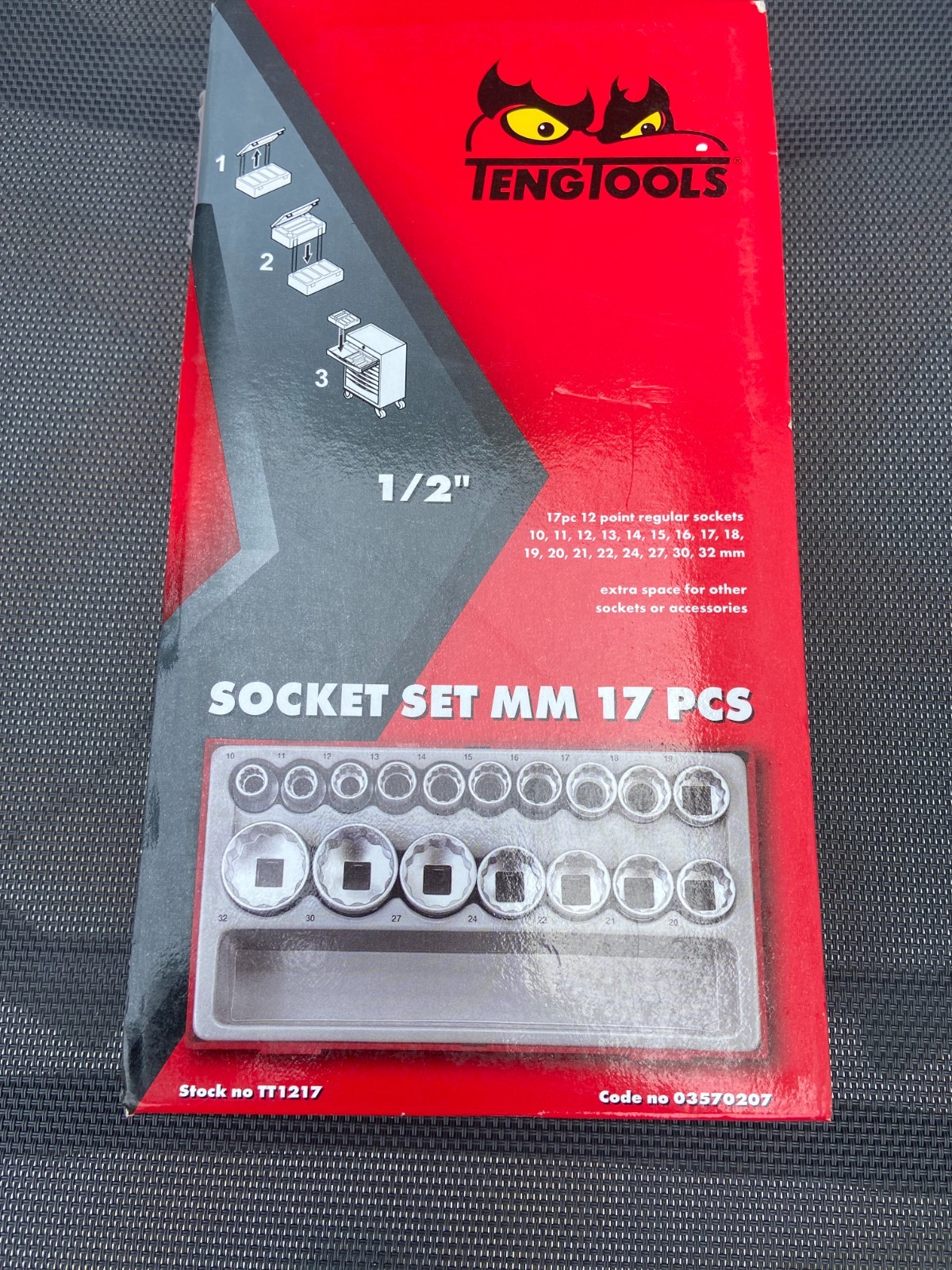 Teng TT1217 1/2 Drive Socket Set -17 Pieces, 12 Point NEW. PLEASE READ ADVERT