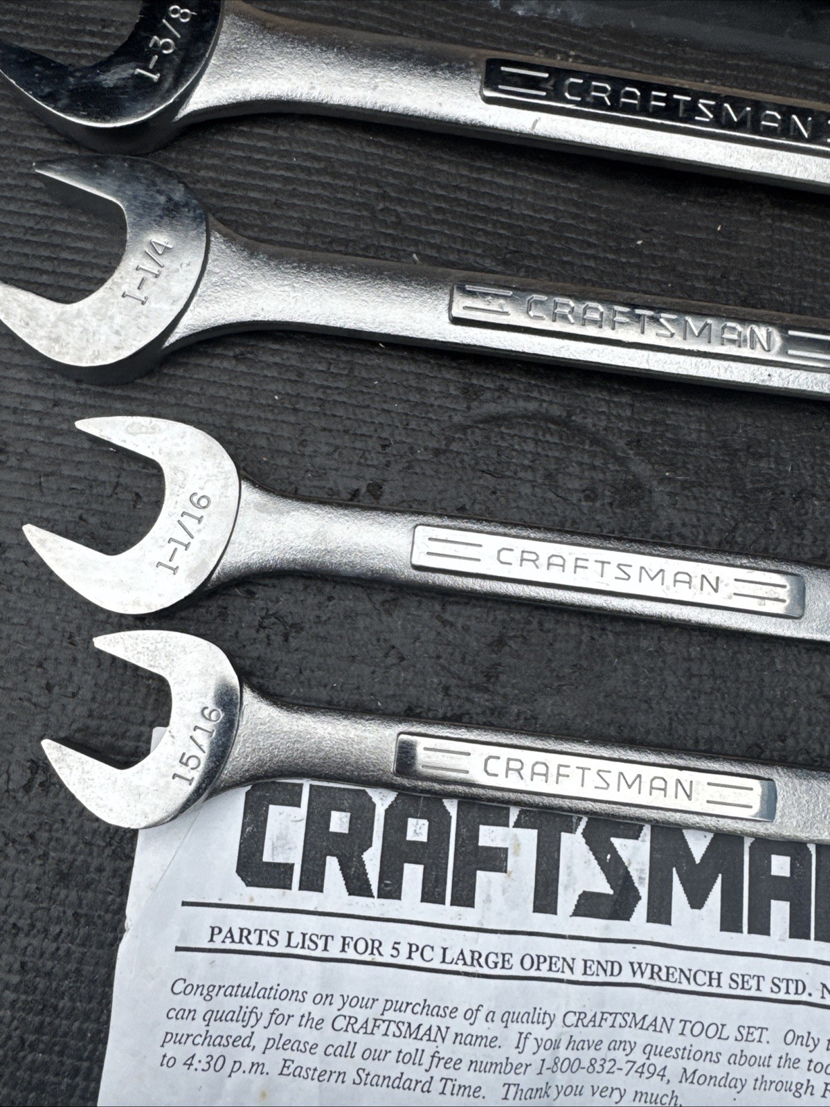 Sears Craftsman USA Nos Catalog only Double Open End Wrench Set 43090 5pc Jumbo