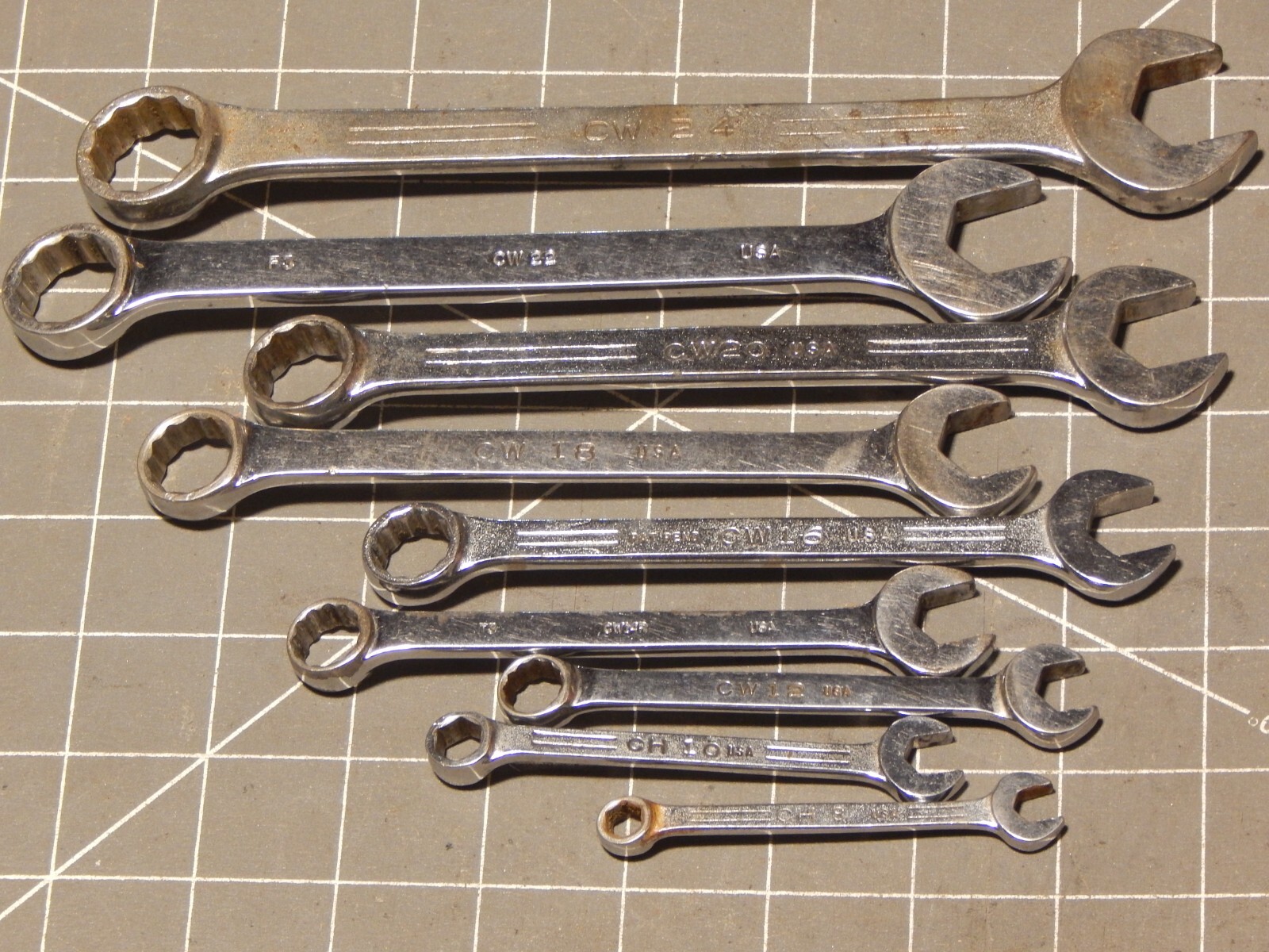 Mac Tools 9Pc SAE Combination Wrench Set 5/16″ 3/4″ 12Pt 6Pt CW CH CW24