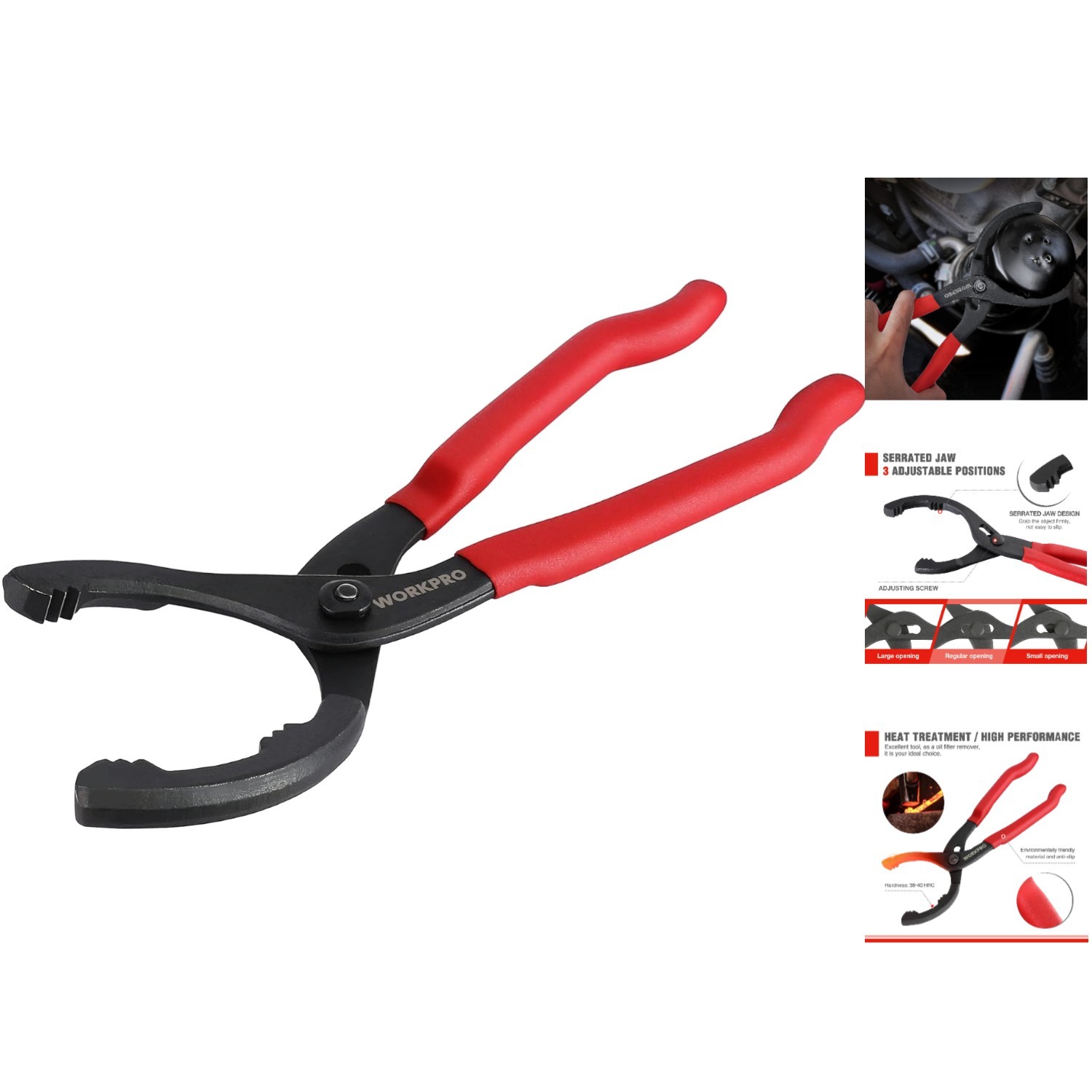 Versatile 12″ Adjustable Oil Filter Pliers for All Engine Filters – W114083A