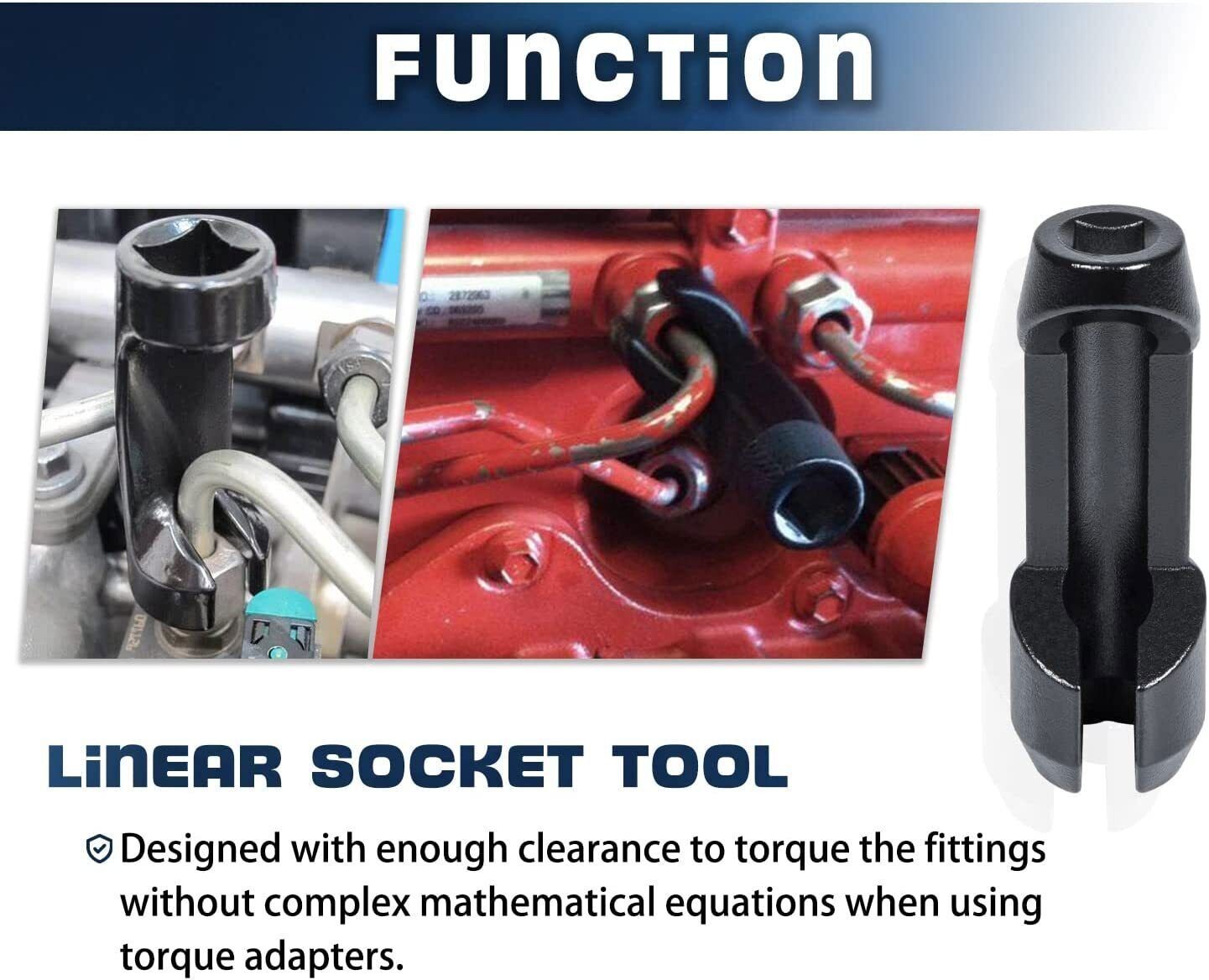 17mm Fuel Injector Line Flare Nut Socket Kit For Ford Power Stroke 6.7L Diesel