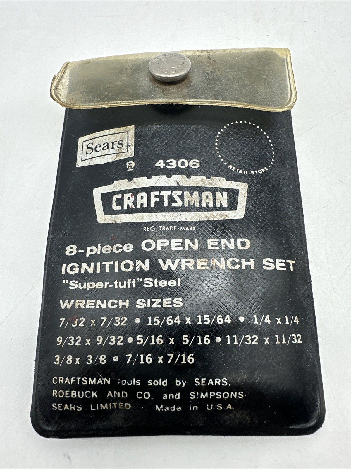 Vintage CRAFTSMAN No. 4306 6 Piece SAE Open End Ignition Wrench Set USA READ*