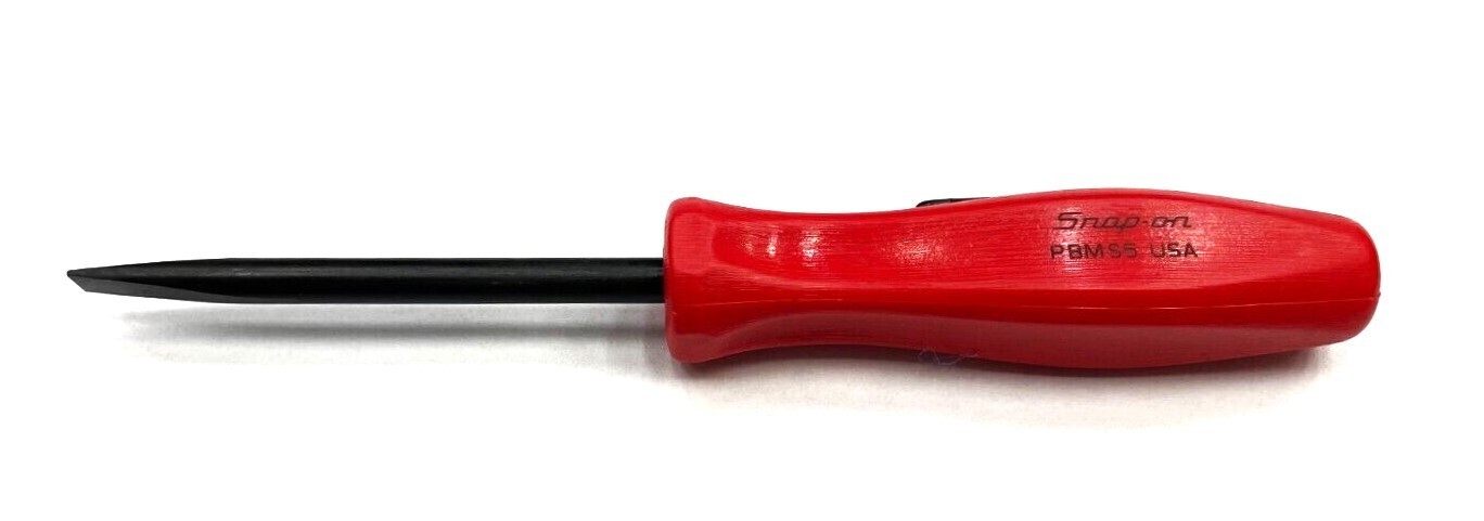 *NEW* Snap-On POCKET PRY BAR STRAIGHT BLADE – RED HARD HANDLE, PBMS5R ~ 5″ LONG