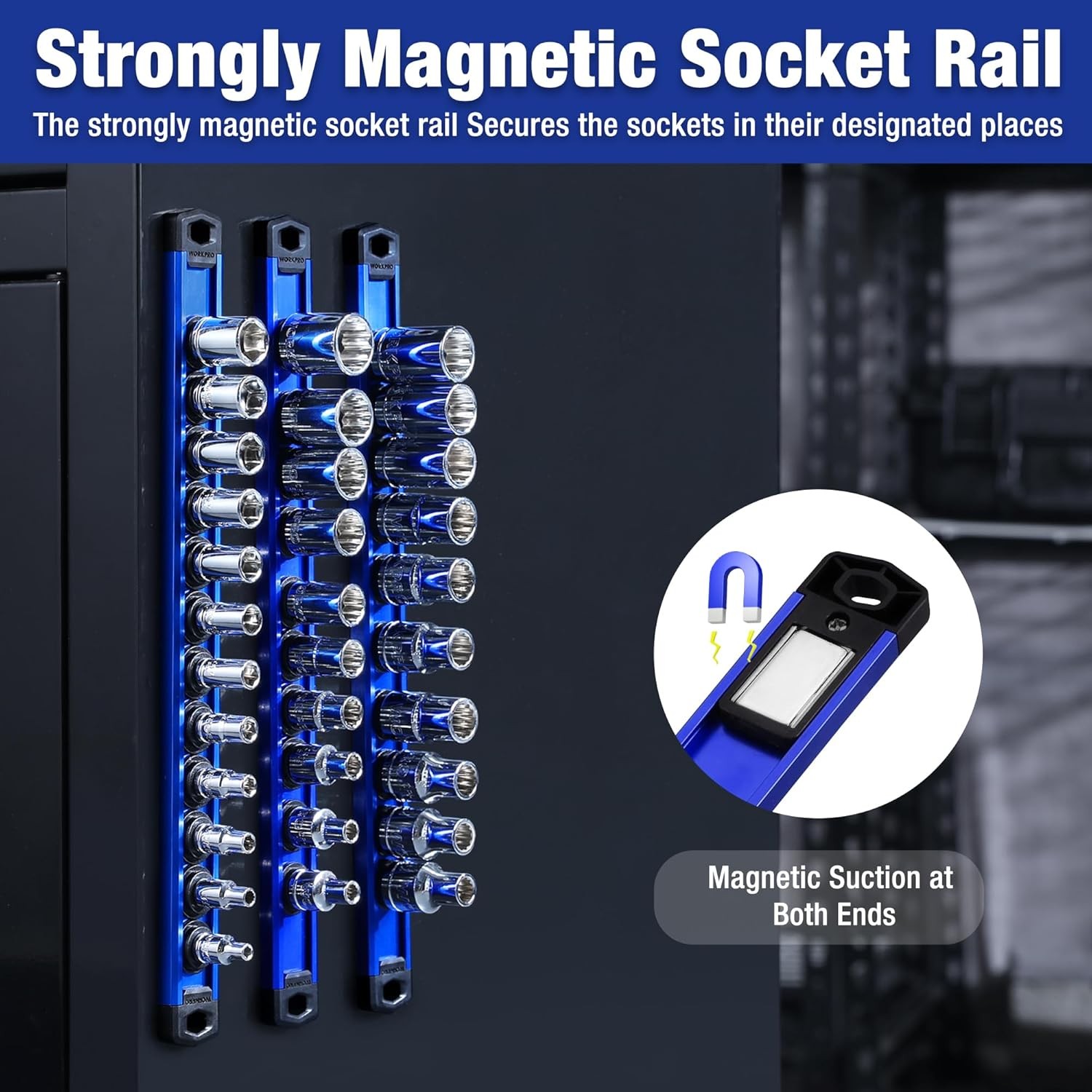 Magnetic Socket Organizer, 1/4-Inch Drive Aluminum Alloy Sockets RaiL
