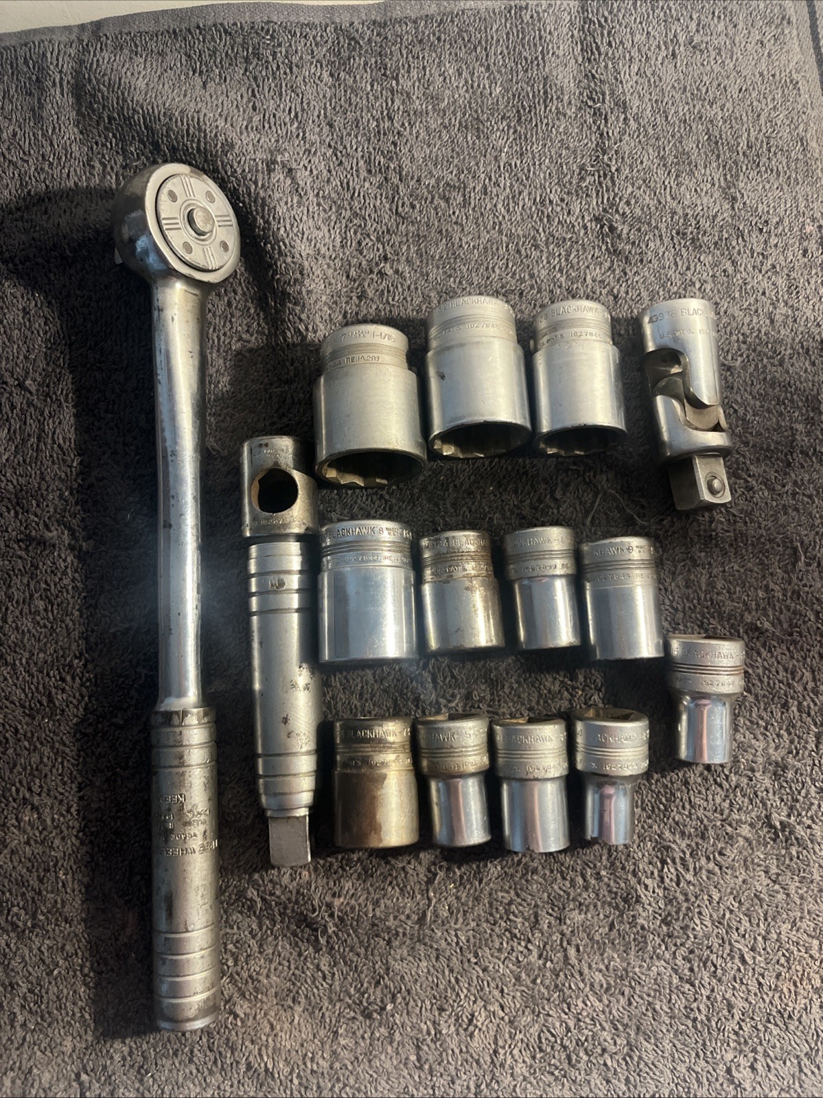 Blackhawk Tools 1940’s 15 Pc 1/2″ Drive Socket Set 7/16″ – 1 1/16″ 49997 Ratchet