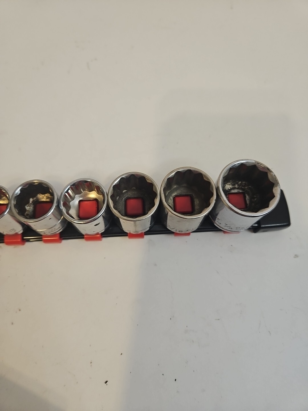 MISC LOT 11 Pieces Socket Set 3/8” Dr 12-Point Shallow 5/16 To 7/8 with Red Rail