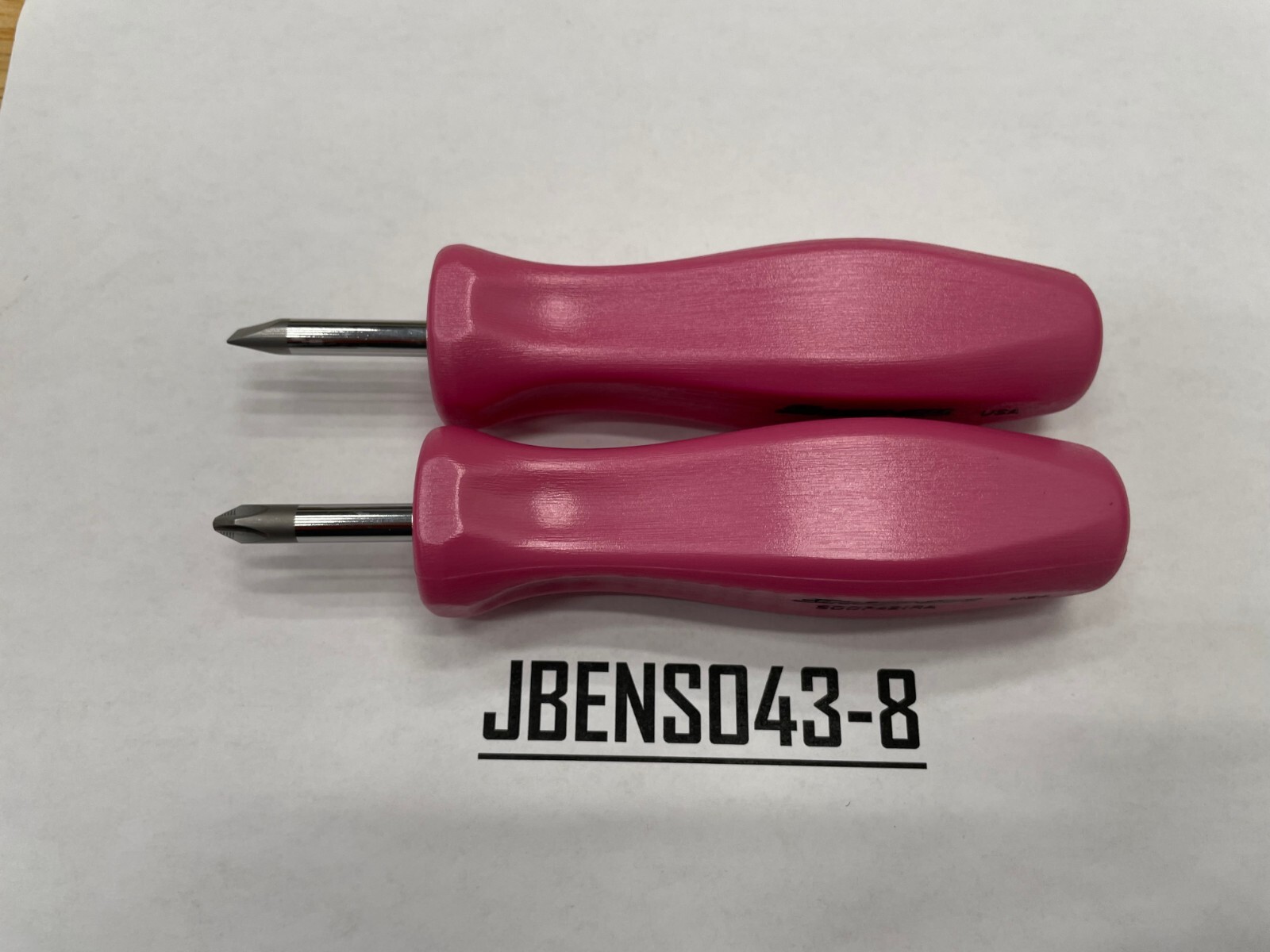 Snap-on Tools RARE PEARL PINK 2pc Hard Standard Handle Stubby Screwdriver Set