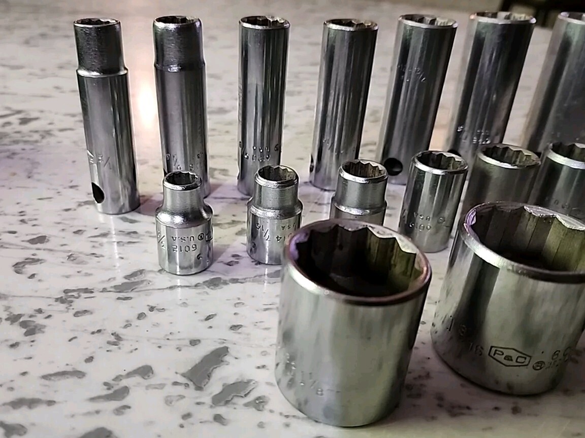 Lot Of 16 P & C SAE Sockets 1/2″ Drive Deep And Shallow 3/8″ To 1 1/4″ 12 Point