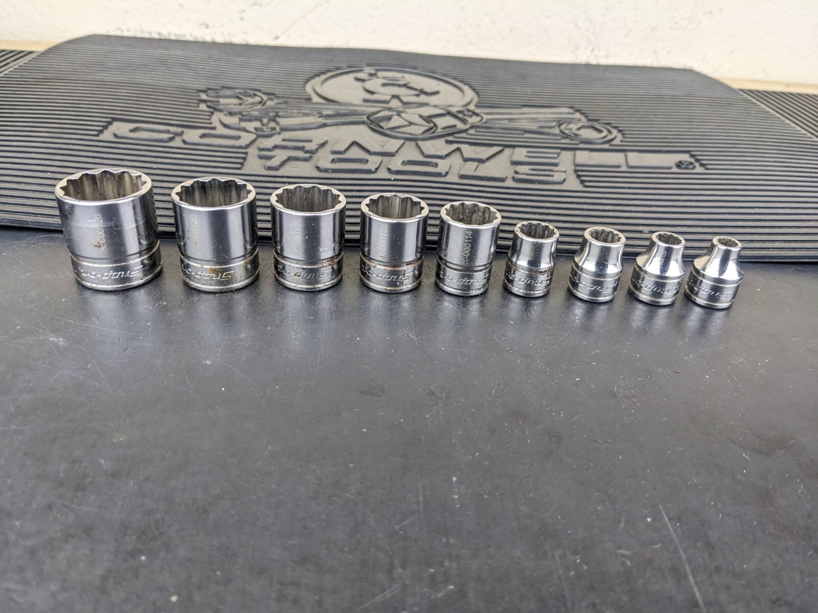 #bi522 Snap On Tools 211FY 3/8″ Drive 12 Point Shallow SAE Socket Set USA