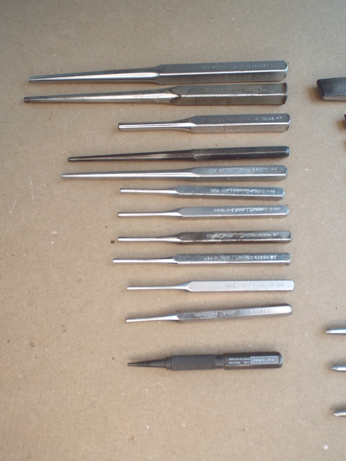 VTG 22 Pc Craftsman Chisel, Punch, Pin Punch Lot USA for Parts / Repair – (Read)