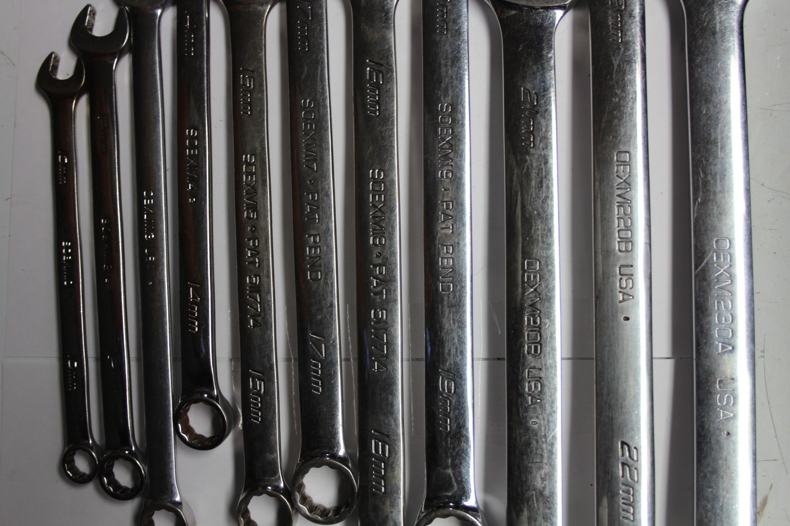 SNAP-ON TOOLS 11 pc 12-Point Metric Combination Wrench Set USA 23MM 22MM 10MM