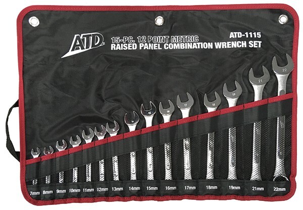 ATD-1115 – 15 Pc. Metric Raised Panel Combination Wrench Set