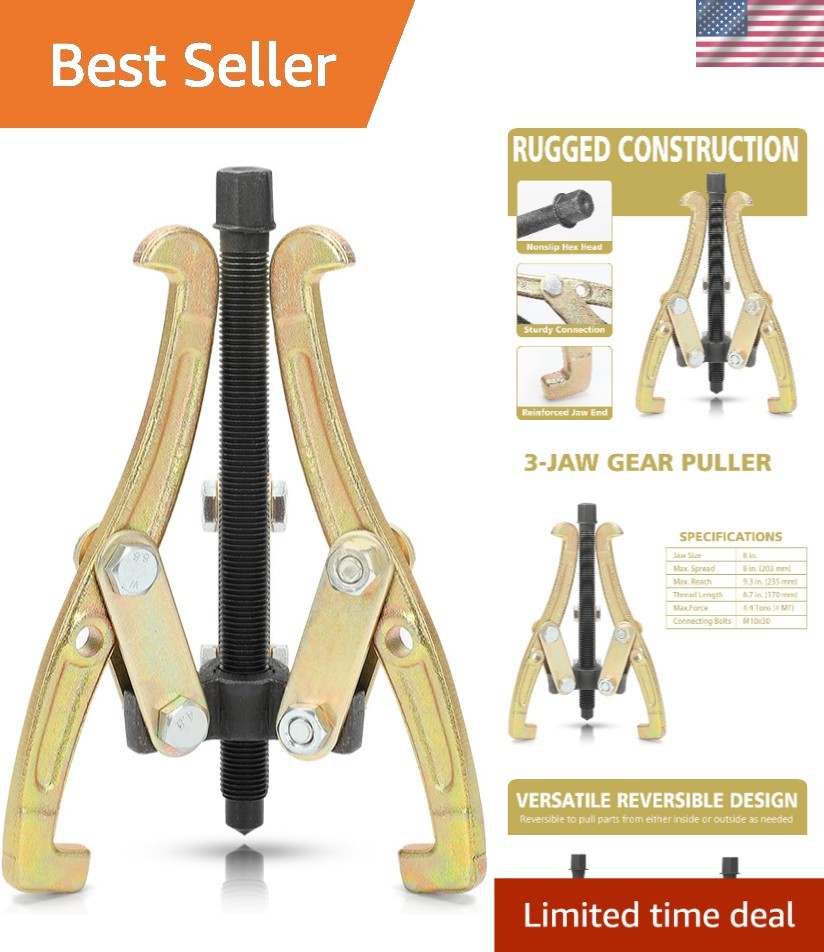 Professional Grade 8″ 3-Jaw Gear Puller – Built to Last with Precision Design