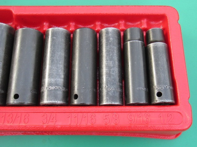 SNAP ON 309SIMY 1/2″ TO 1″ 1/2″ DRIVE SAE 6 PT DEEP IMPACT 9 PC SOCKET SET SIM
