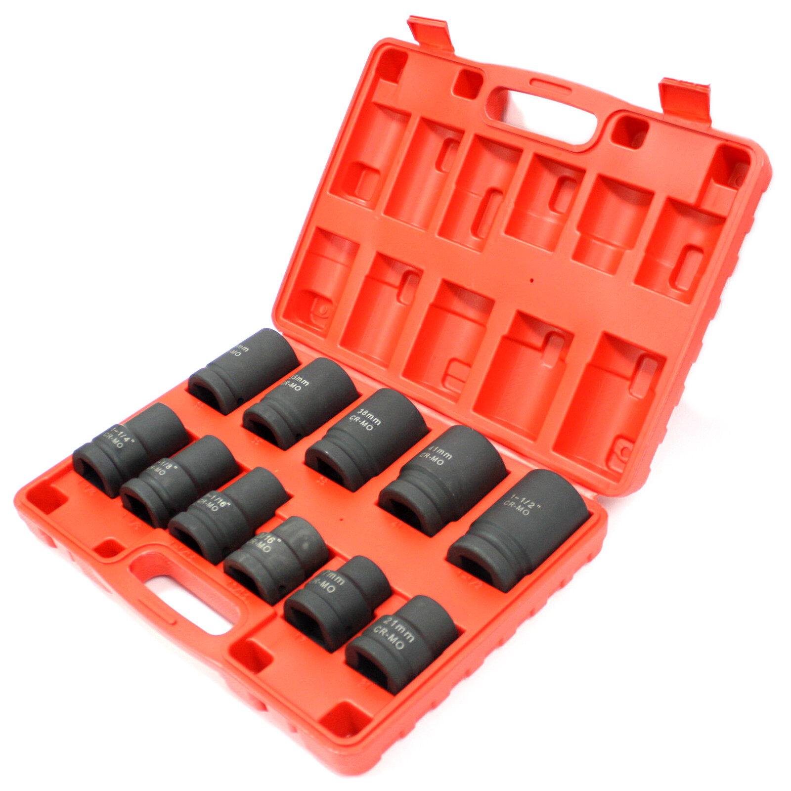 SAE & Metric 11pc 1″ Dr Heavy Duty Impact Socket Set for Truck Tractor Equipment