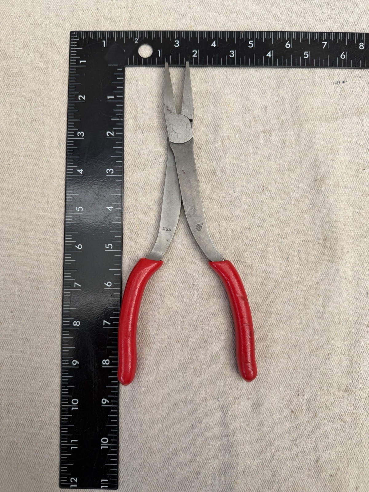 Snap On 61CF Duck Bill Pliers Red Soft Grip Handles