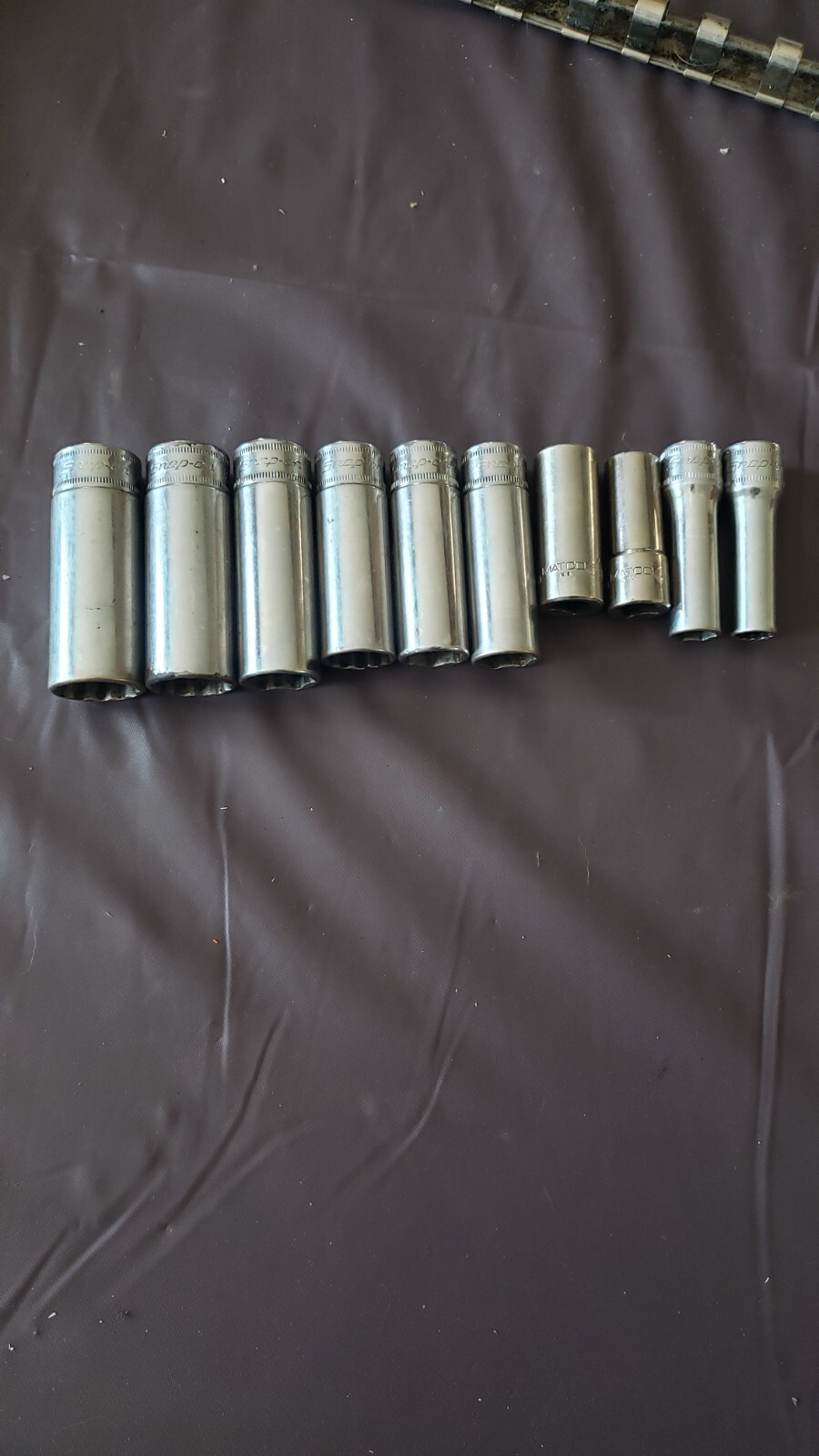 Snap on Set 10 SPSM 3/8 Dr Deep Socket Set 9mm – 19mm USA MADE 2 Are Matco Used