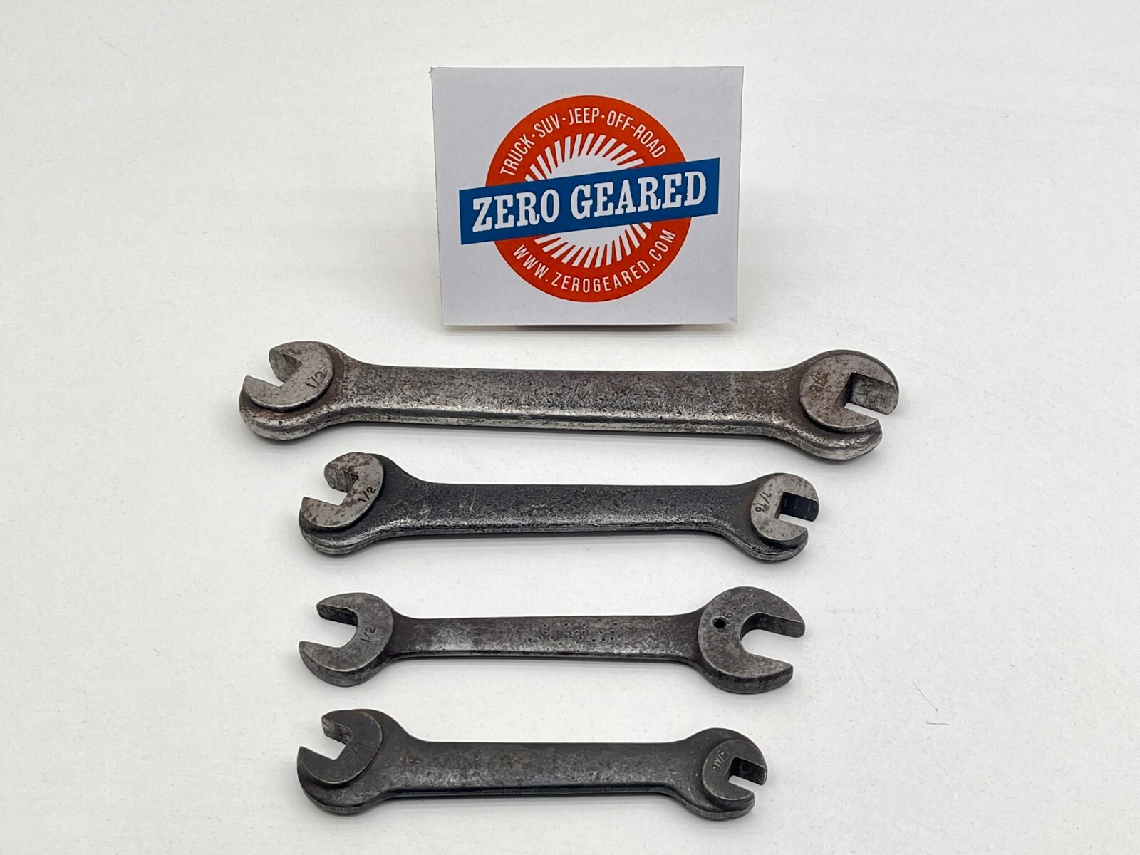 1 Lot of 4 Vintage Wrenches 1/2-5/8, 1/2-9/16, 3/8-5/16, 1/2-7/16