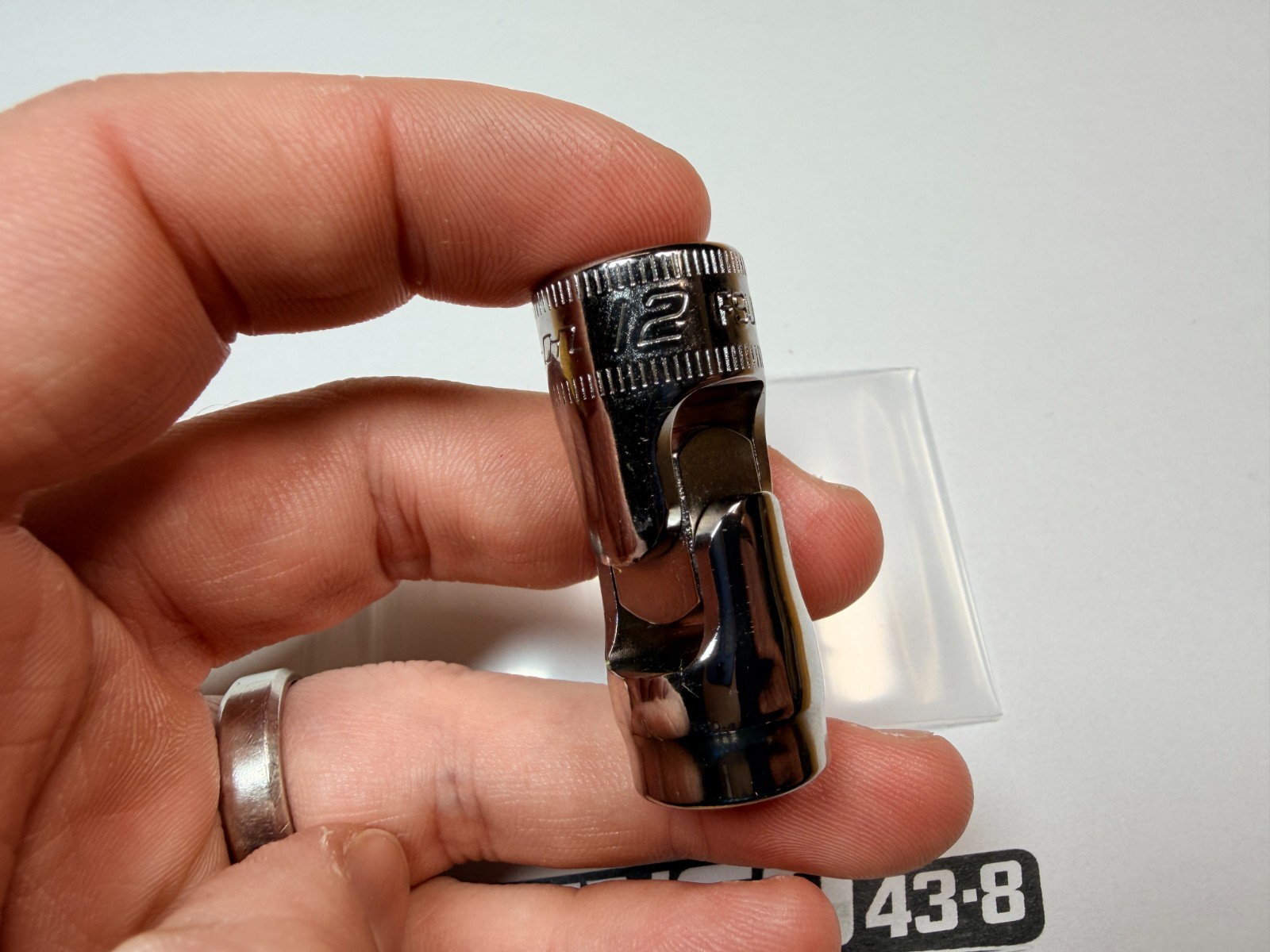 Snap-On Tools USA NEW 3/8″ Drive 12mm Metric 6pt Chrome Swivel Socket FSUM12A